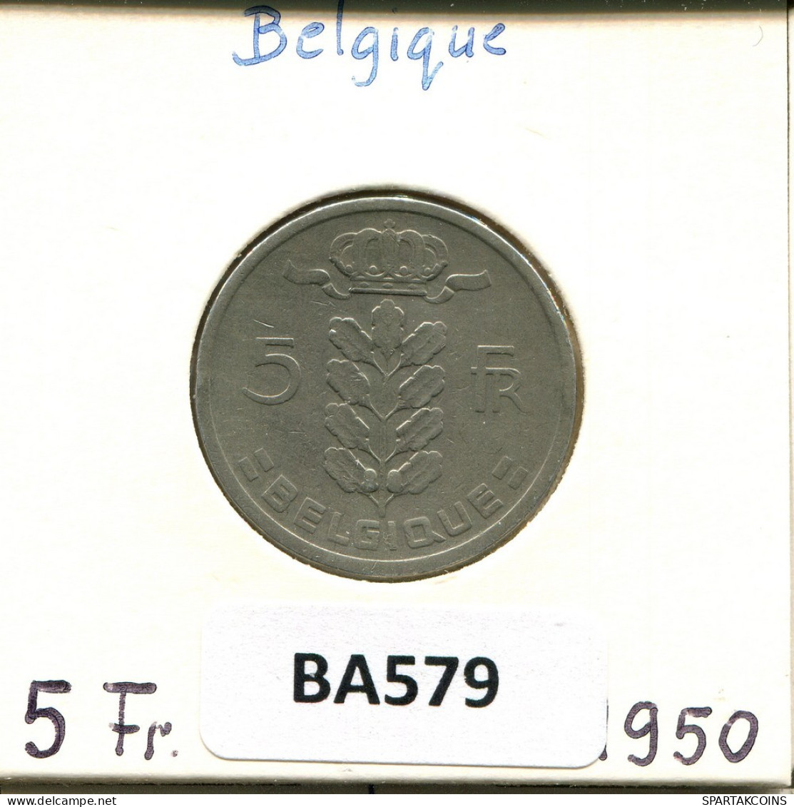 5 FRANCS 1950 FRENCH Text BELGIUM Coin #BA579.U.A - 5 Franc