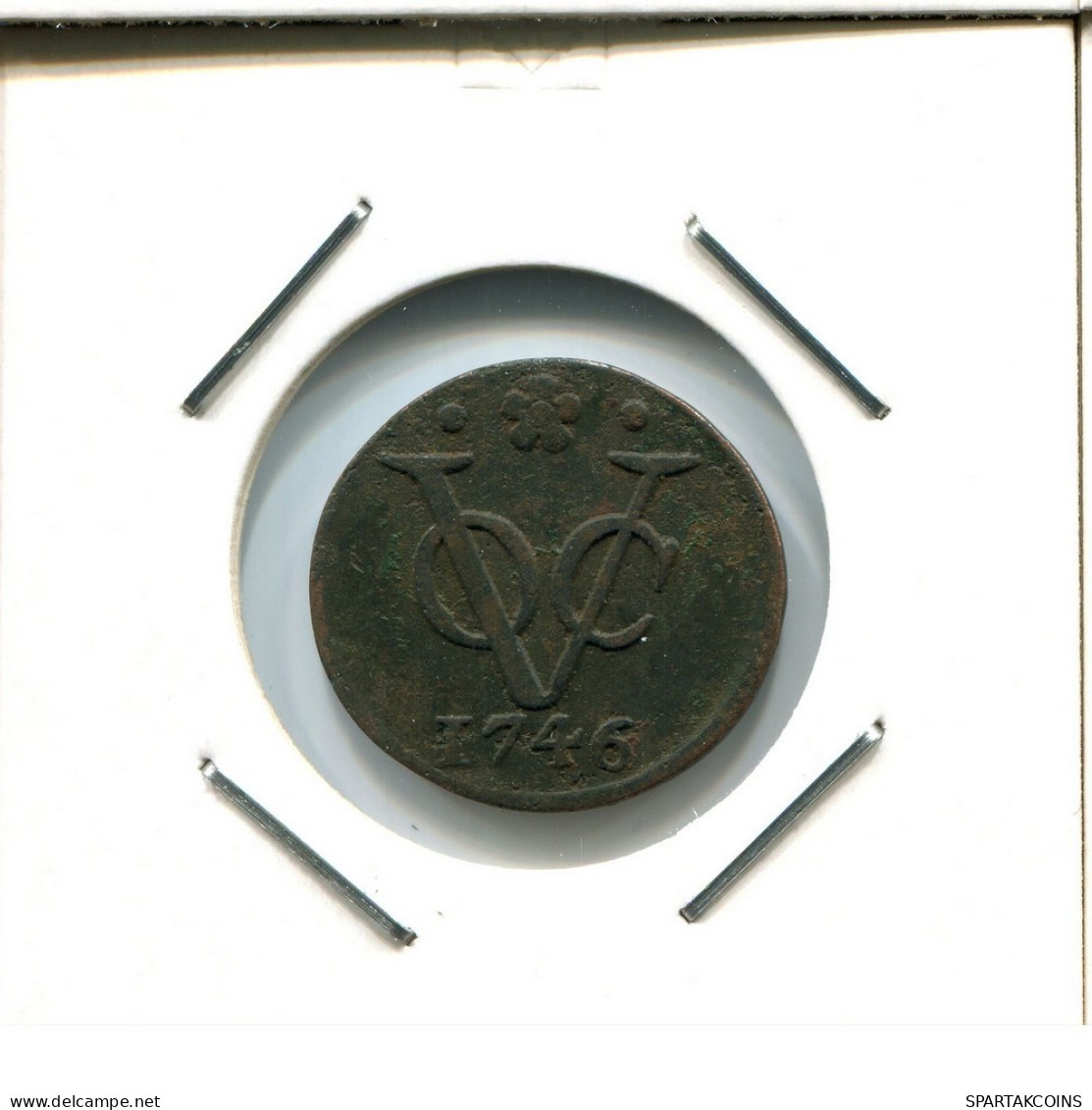 1746 HOLLAND VOC DUIT INDES NÉERLANDAIS NETHERLANDS NEW YORK COLONIAL PENNY #VOC2556.7.F.A - Niederländisch-Indien