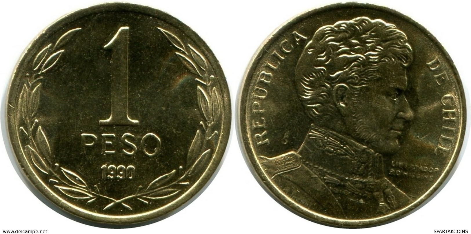 1 PESO 1990 CHILE UNC Coin #M10058.U.A - Chili