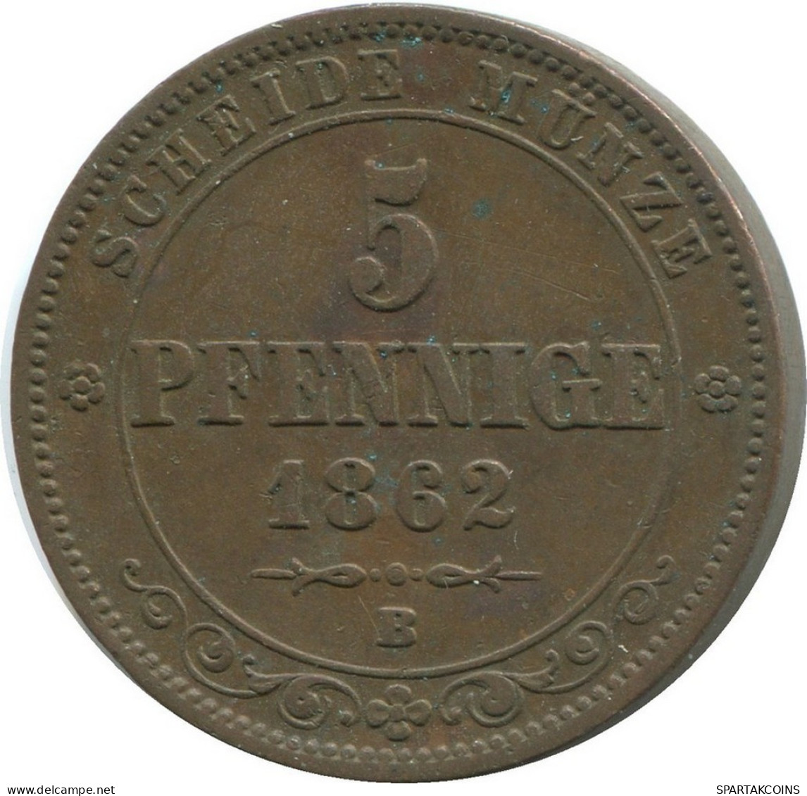 SAXONY 5 PFENNIG 1862 B Dresden Mint German States #DE10585.16.U.A - Otros & Sin Clasificación