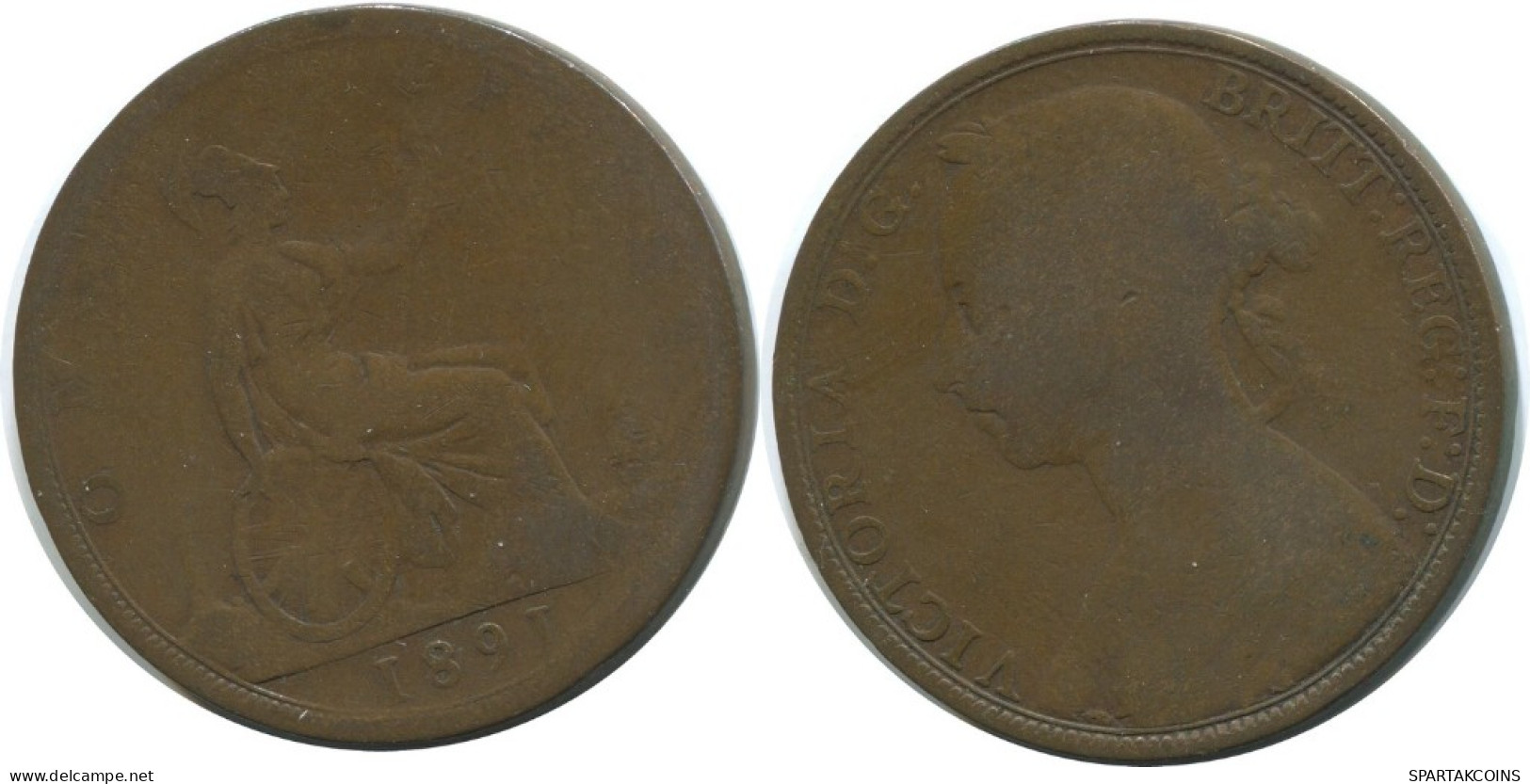 PENNY 1891 UK GRANDE-BRETAGNE GREAT BRITAIN Pièce #AG847.1.F.A - D. 1 Penny