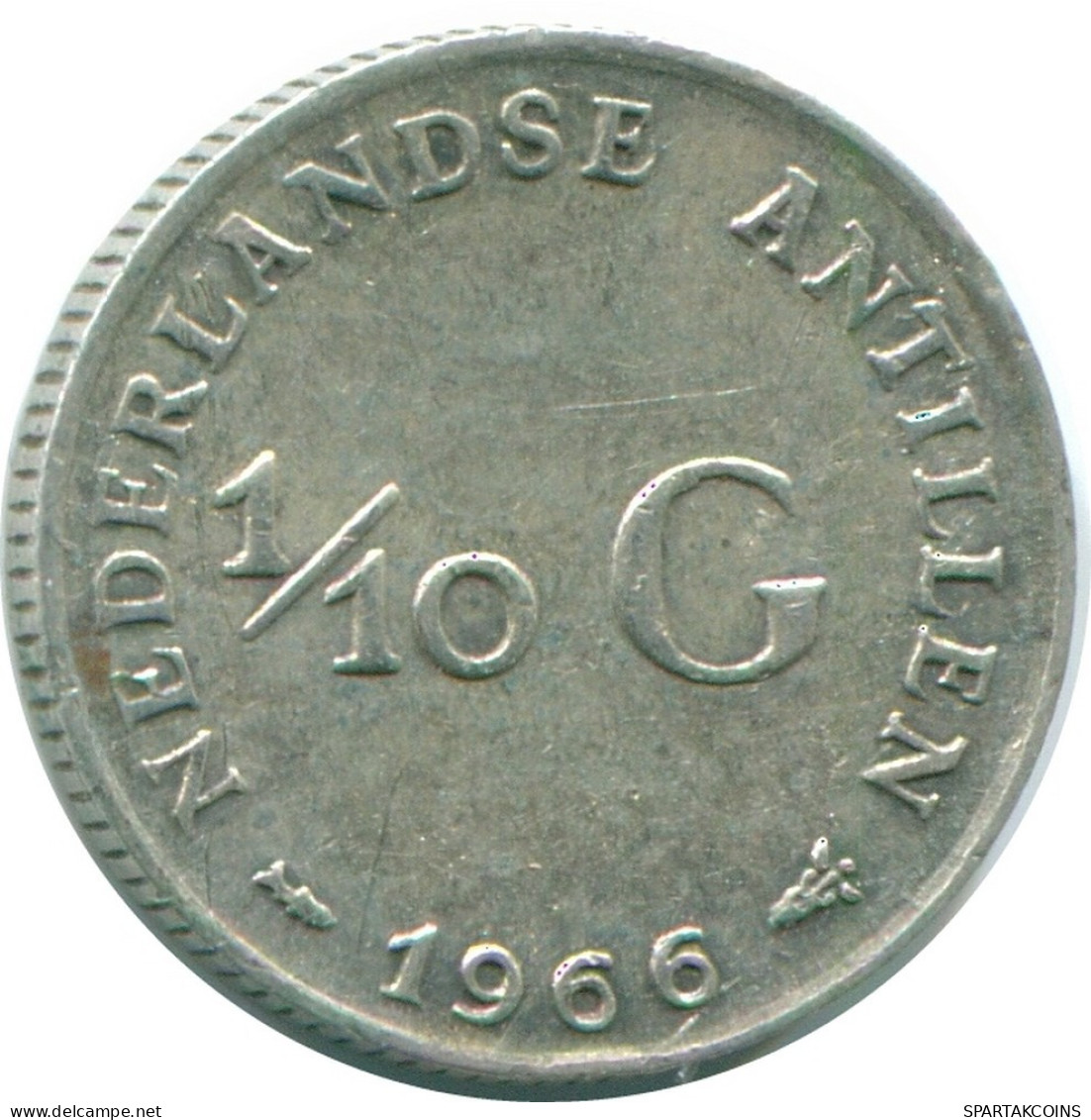 1/10 GULDEN 1966 NETHERLANDS ANTILLES SILVER Colonial Coin #NL12767.3.U.A - Antilles Néerlandaises