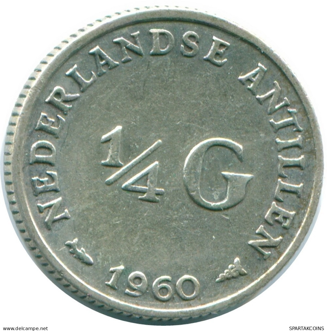 1/4 GULDEN 1960 NIEDERLÄNDISCHE ANTILLEN SILBER Koloniale Münze #NL11028.4.D.A - Niederländische Antillen
