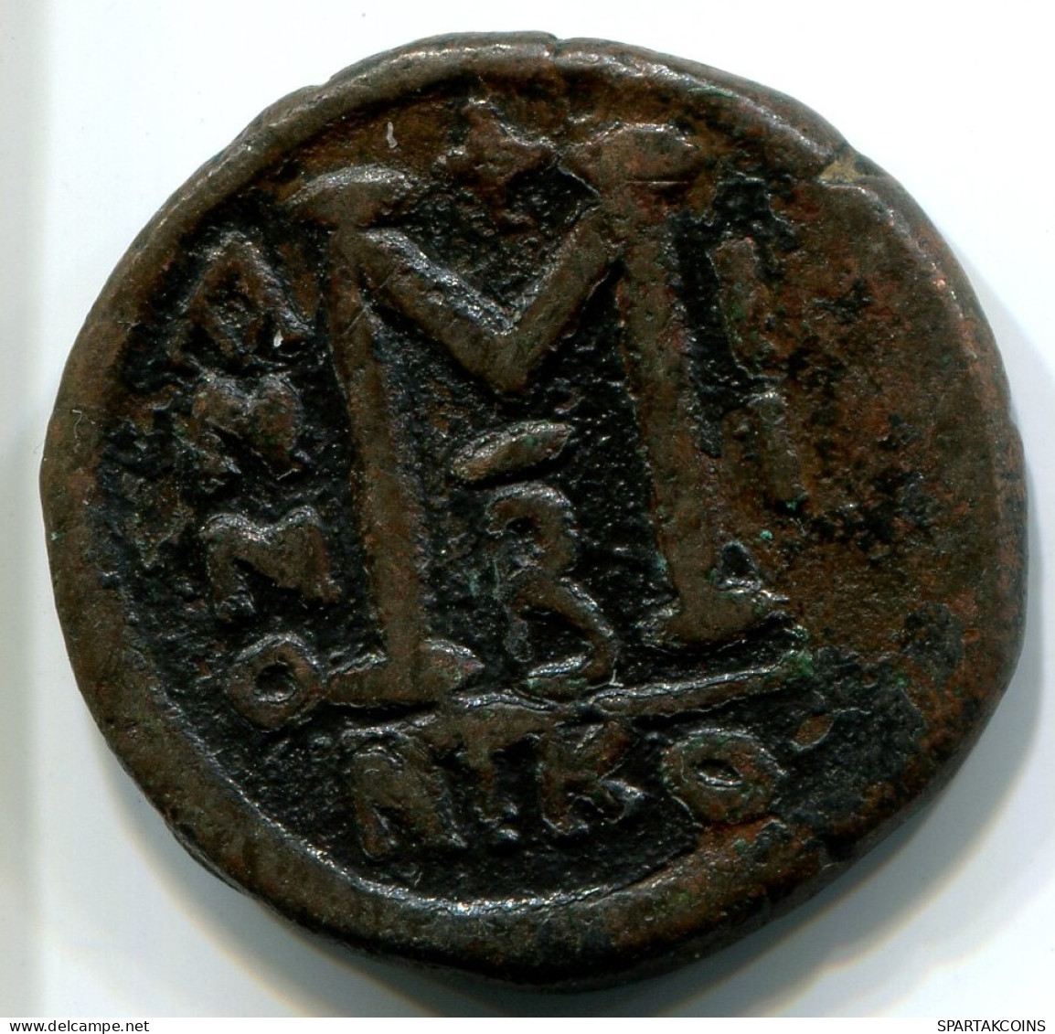 JUSTINII & SOPHIA AE HALF FOLLIS 565 AD THESSALONICA BYZANTINE #ANC12173.45.E.A - Byzantinische Münzen