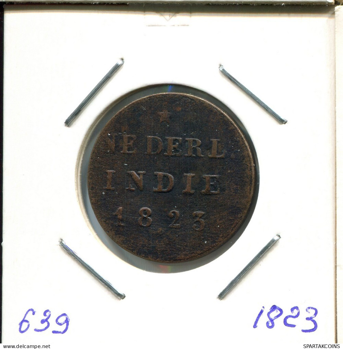 1823 S 1/2 STUIVER INDES ORIENTALES NÉERLANDAISES (SUMATRA) COLONIAL Pièce #VOC1356.7.F.A - Indes Néerlandaises