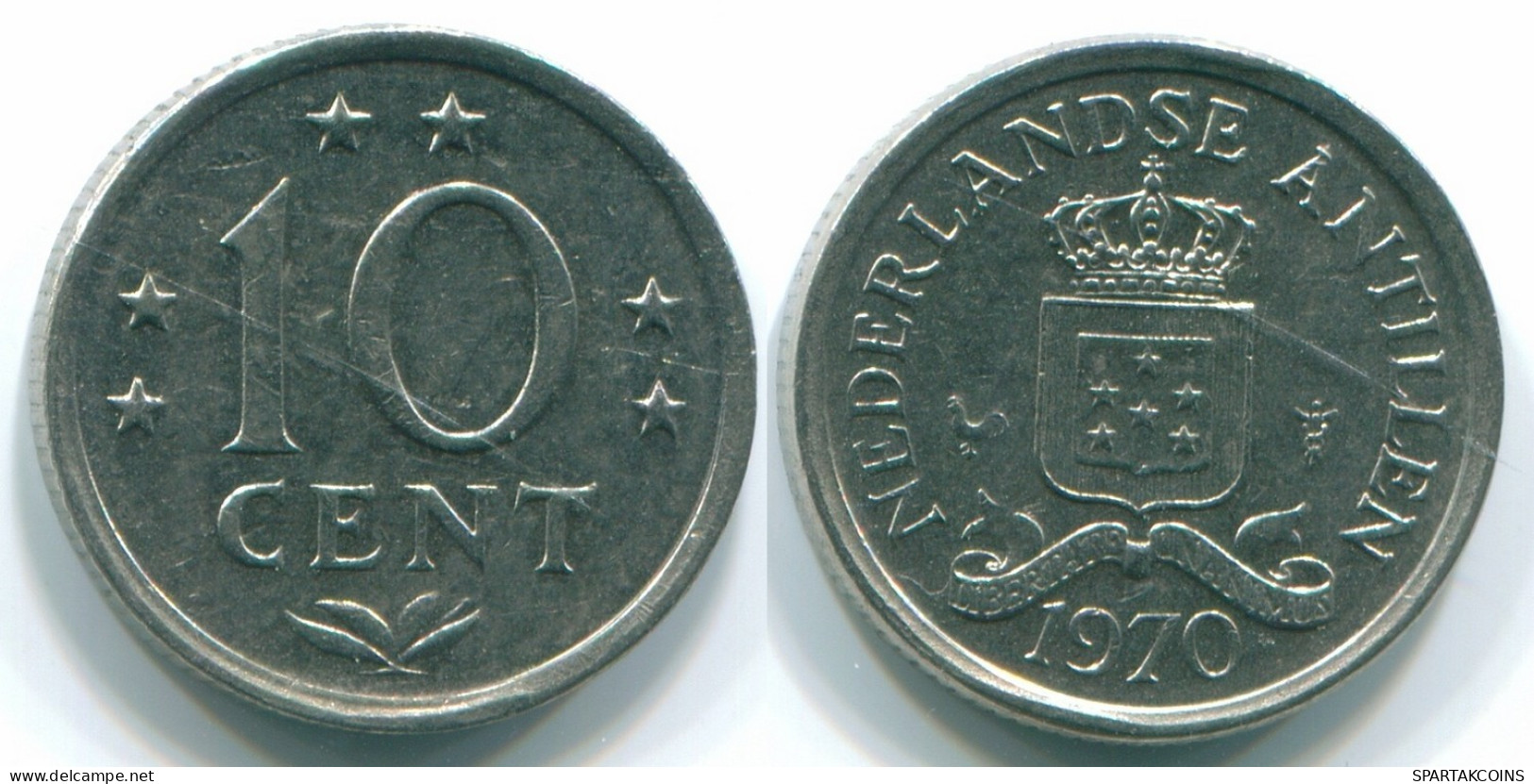 10 CENTS 1970 ANTILLES NÉERLANDAISES Nickel Colonial Pièce #S13326.F.A - Netherlands Antilles