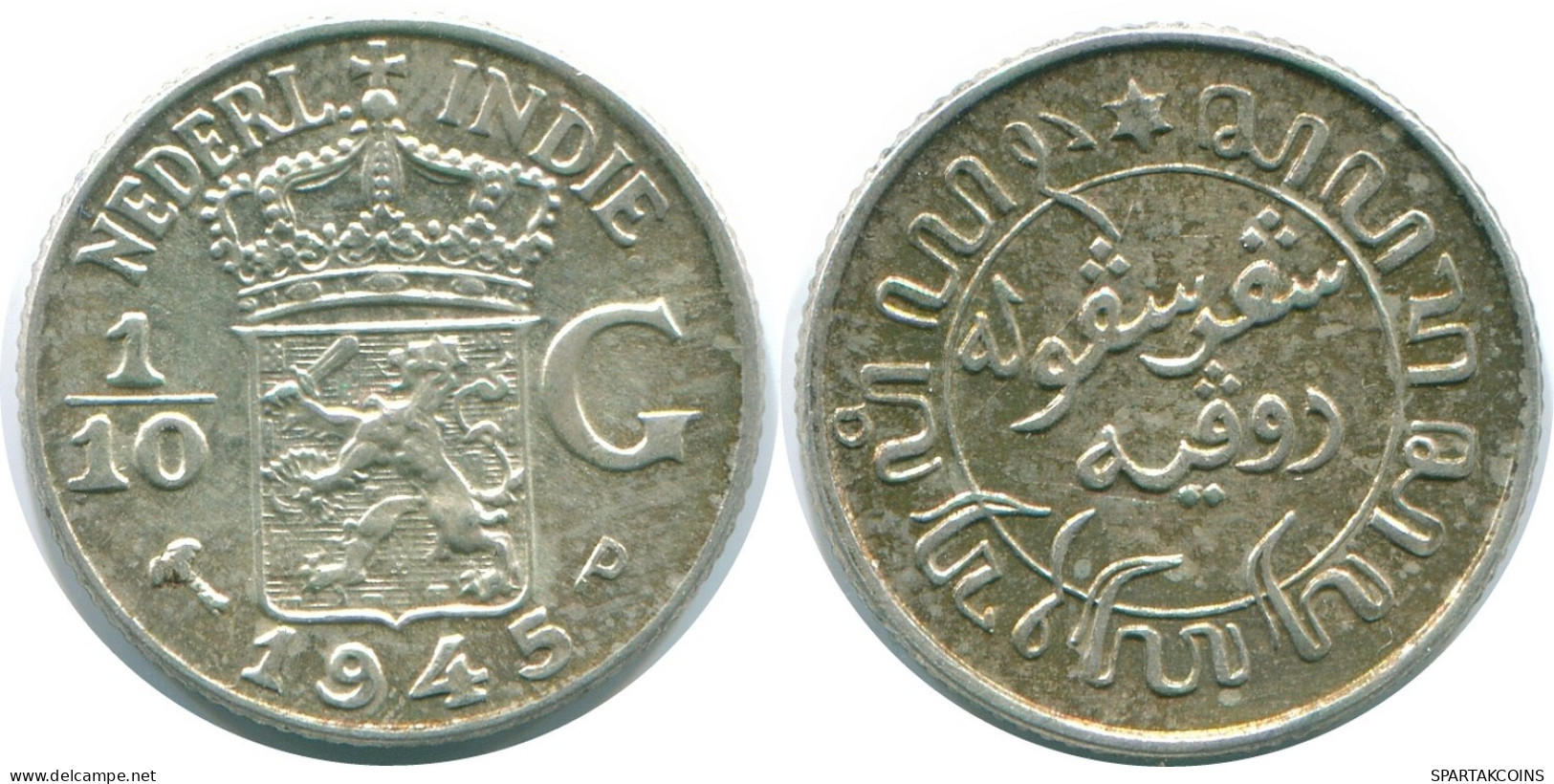 1/10 GULDEN 1945 P NIEDERLANDE OSTINDIEN SILBER Koloniale Münze #NL14202.3.D.A - Indes Néerlandaises