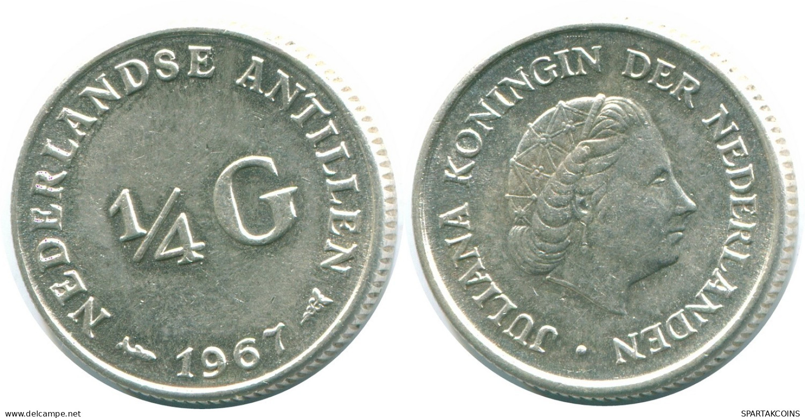 1/4 GULDEN 1967 NETHERLANDS ANTILLES SILVER Colonial Coin #NL11466.4.U.A - Netherlands Antilles