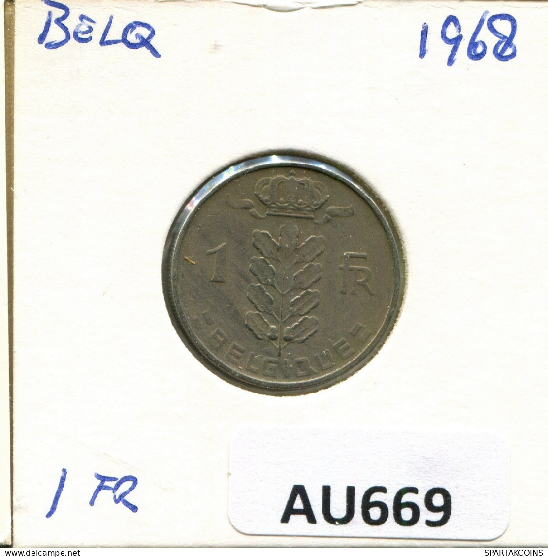 1 FRANC 1968 FRENCH Text BÉLGICA BELGIUM Moneda #AU669.E.A - 1 Franc