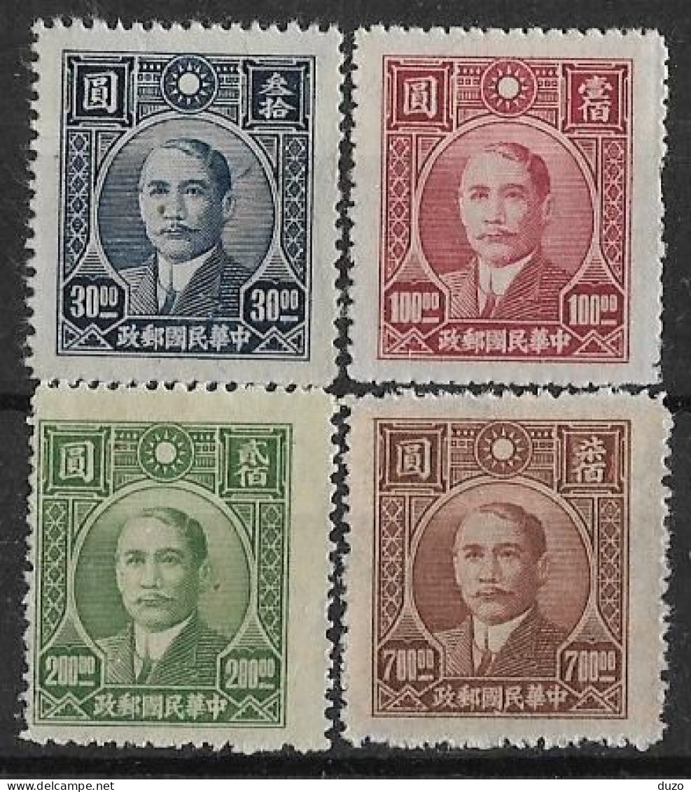 Chine - China **- 1946-47 Sun Yat-sen - 4 Valeurs YT N° 541/544/545/547 ** émis Neufs Sans Gomme. - 1912-1949 République