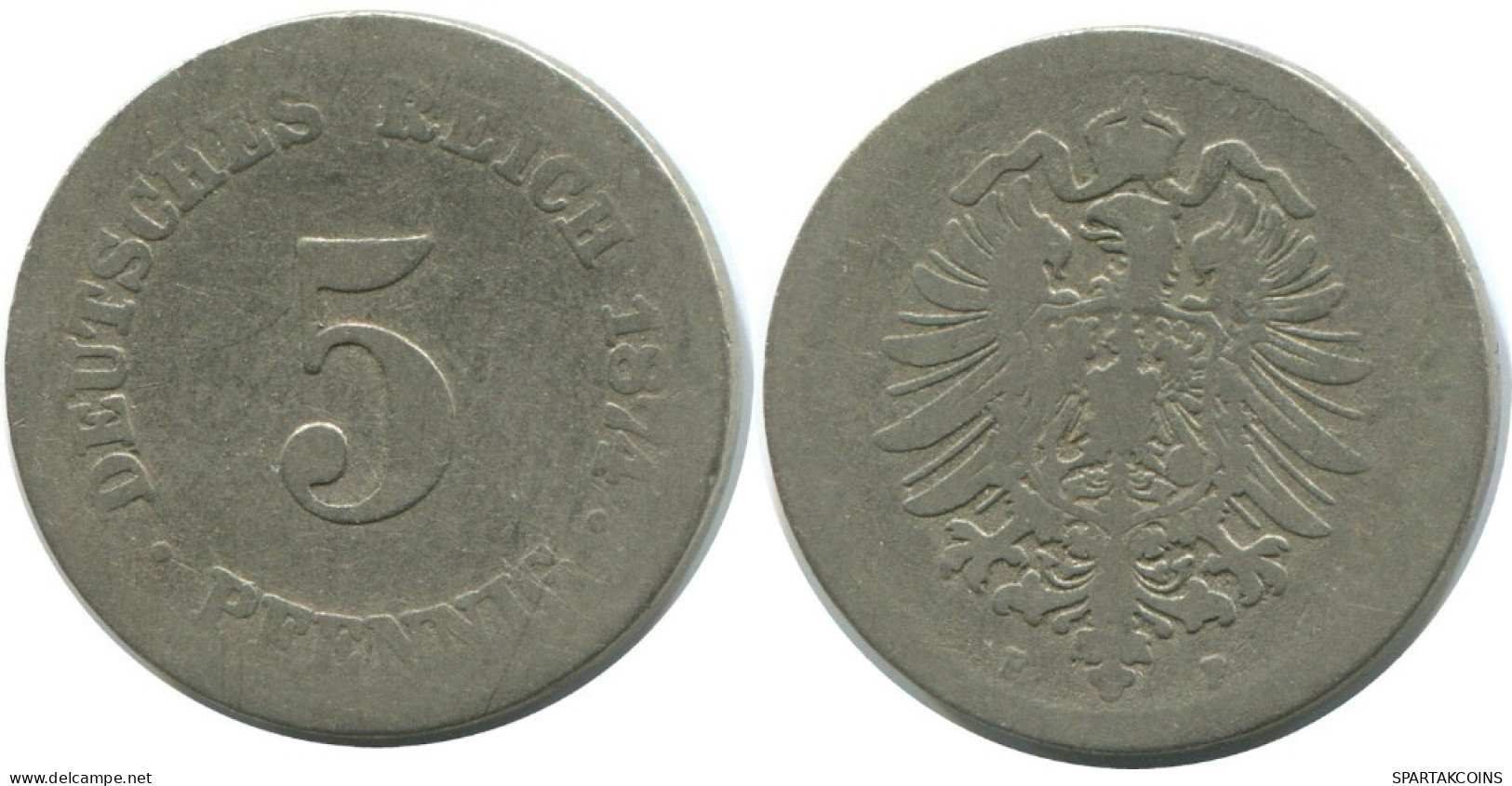 5 PFENNIG 1874 F GERMANY Coin #AE646.U.A - 5 Pfennig