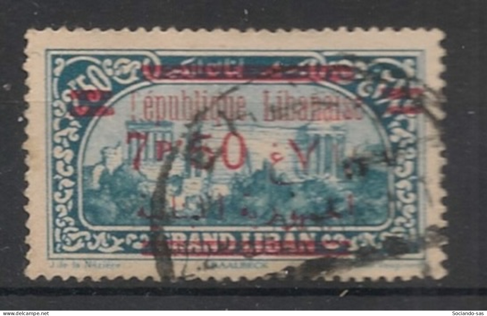 GRAND LIBAN - 1928-29 - N°YT. 120 - Baalbeck 7pi50 Sur 2pi50 Bleu - Oblitéré / Used - Usados