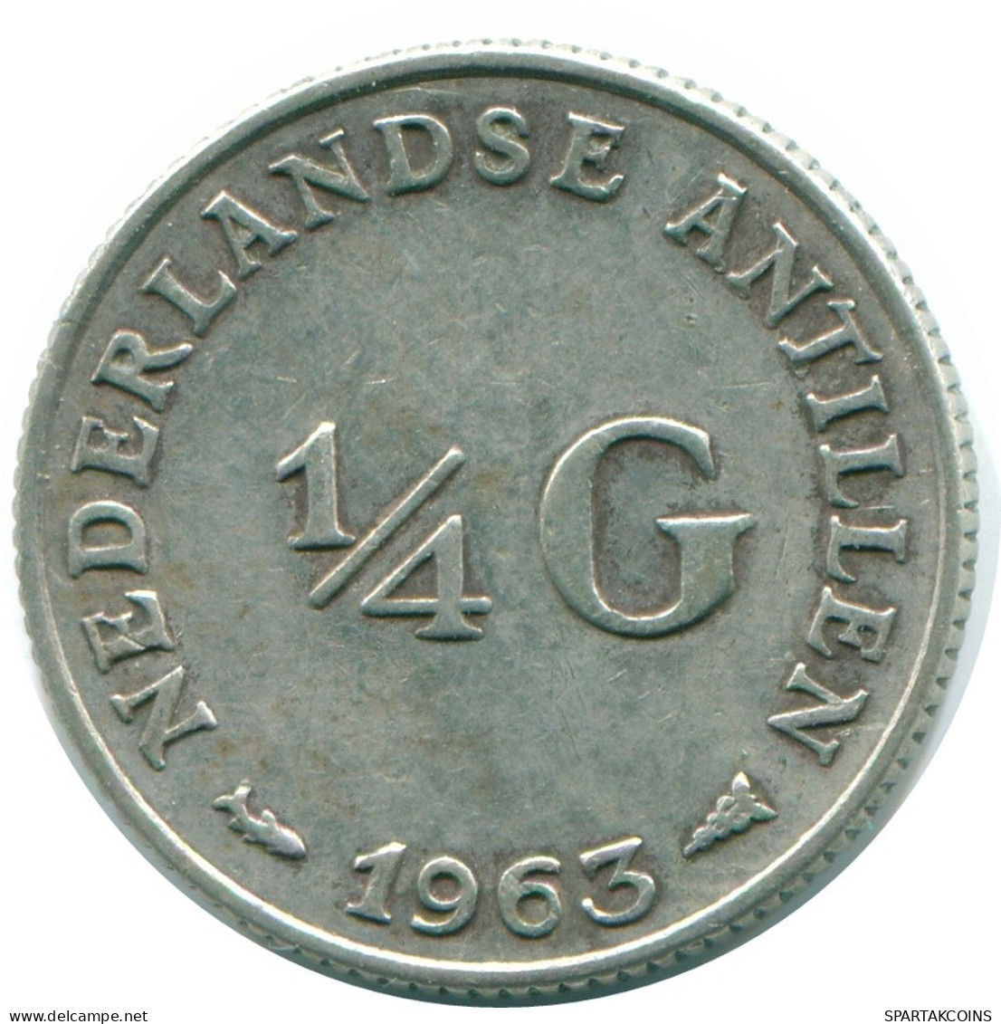 1/4 GULDEN 1963 ANTILLAS NEERLANDESAS PLATA Colonial Moneda #NL11206.4.E.A - Netherlands Antilles