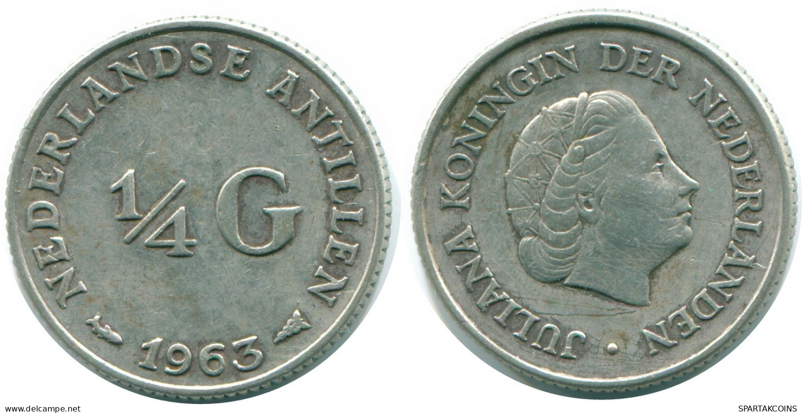 1/4 GULDEN 1963 ANTILLAS NEERLANDESAS PLATA Colonial Moneda #NL11206.4.E.A - Niederländische Antillen