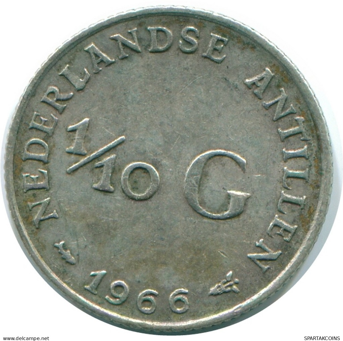 1/10 GULDEN 1966 ANTILLES NÉERLANDAISES ARGENT Colonial Pièce #NL12904.3.F.A - Antilles Néerlandaises
