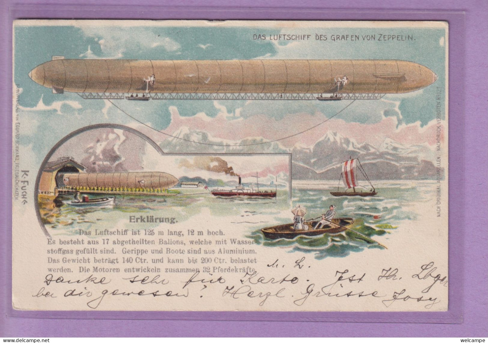 OUDE POSTKAART - LUFTSCHIFF GRAF VON ZEPPELIN - BODENSEE - ROMANSHORN - BRIEFMARKE 1900'S - Romanshorn