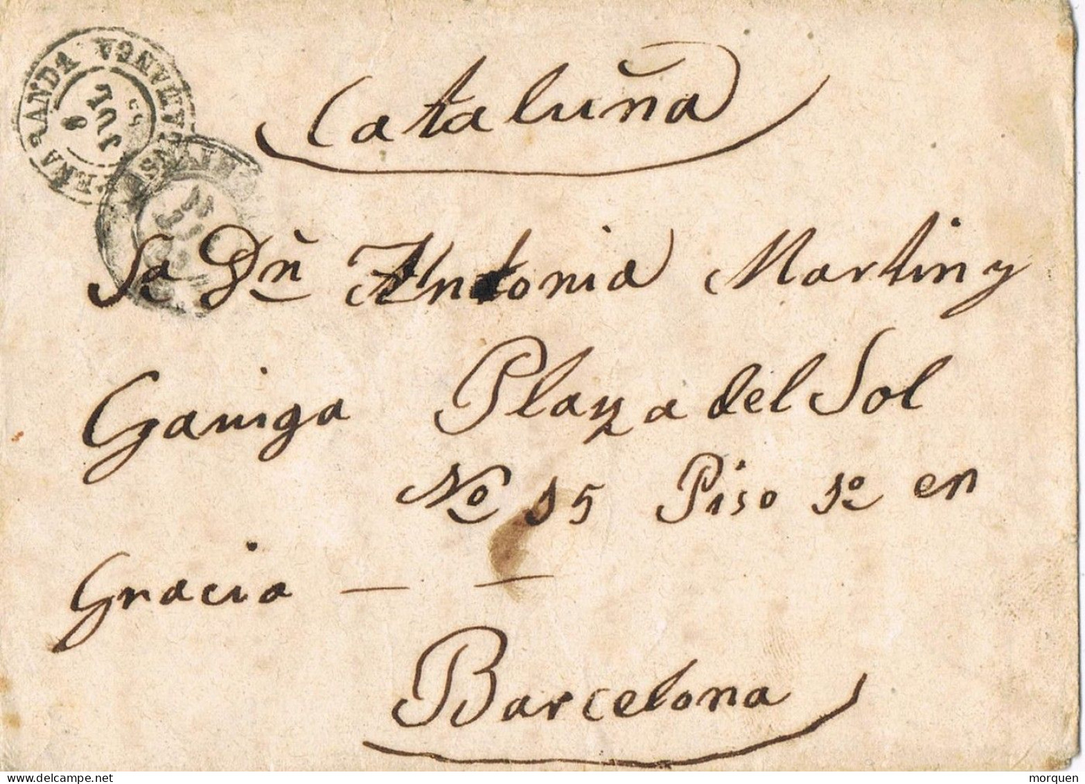 55138. Carta PEÑARANDA (Salamanca) 1865 A Barcelona. Franqueo Cierre Al Dorso. Solo Es Sobre Completo - Briefe U. Dokumente