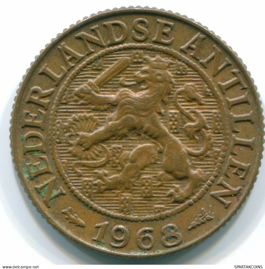 1 CENT 1968 NETHERLANDS ANTILLES Bronze Fish Colonial Coin #S10791.U.A - Antilles Néerlandaises