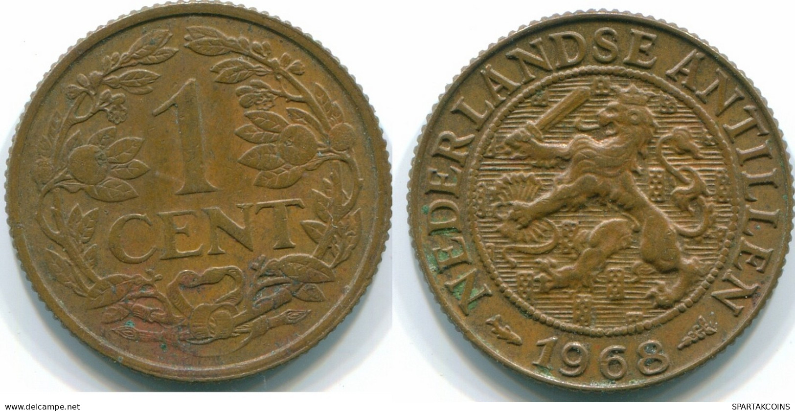 1 CENT 1968 NETHERLANDS ANTILLES Bronze Fish Colonial Coin #S10791.U.A - Netherlands Antilles