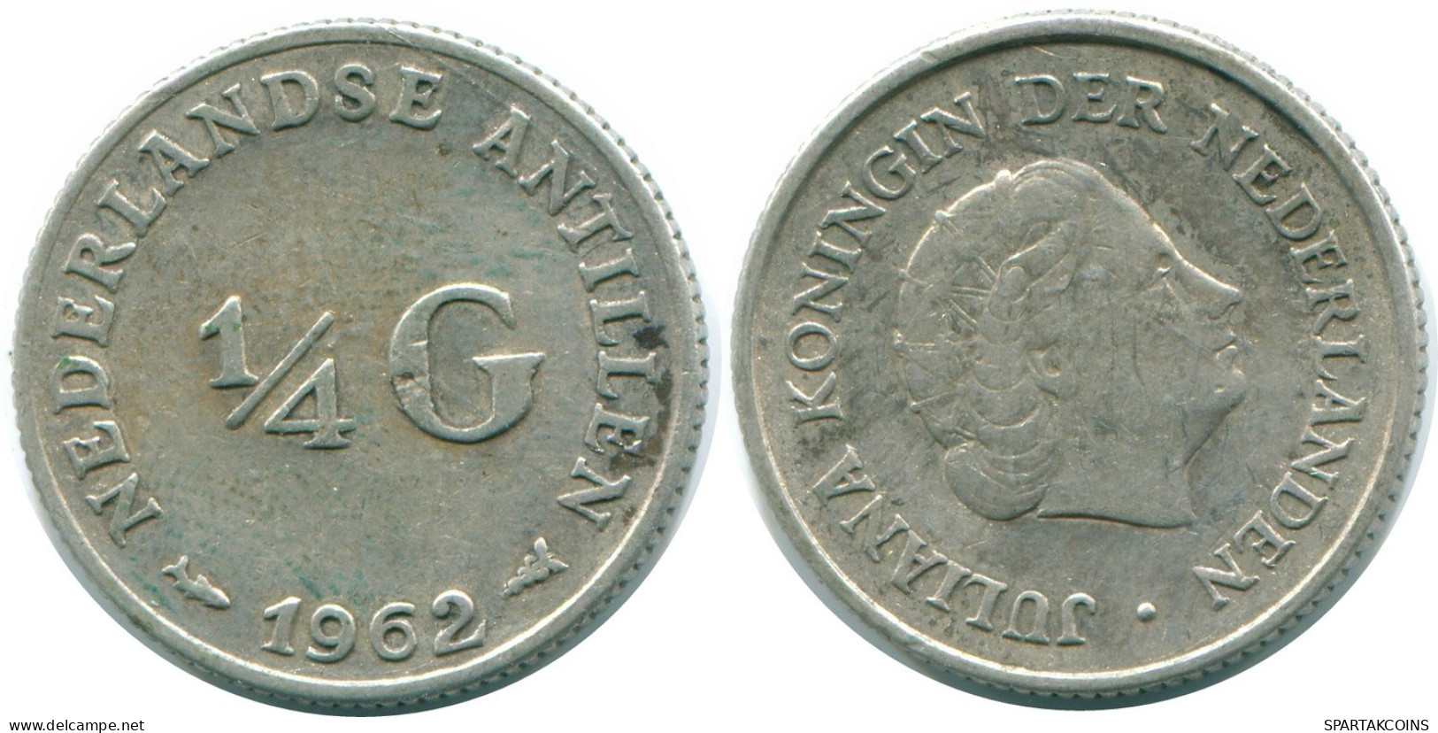 1/4 GULDEN 1962 ANTILLAS NEERLANDESAS PLATA Colonial Moneda #NL11136.4.E.A - Antilles Néerlandaises