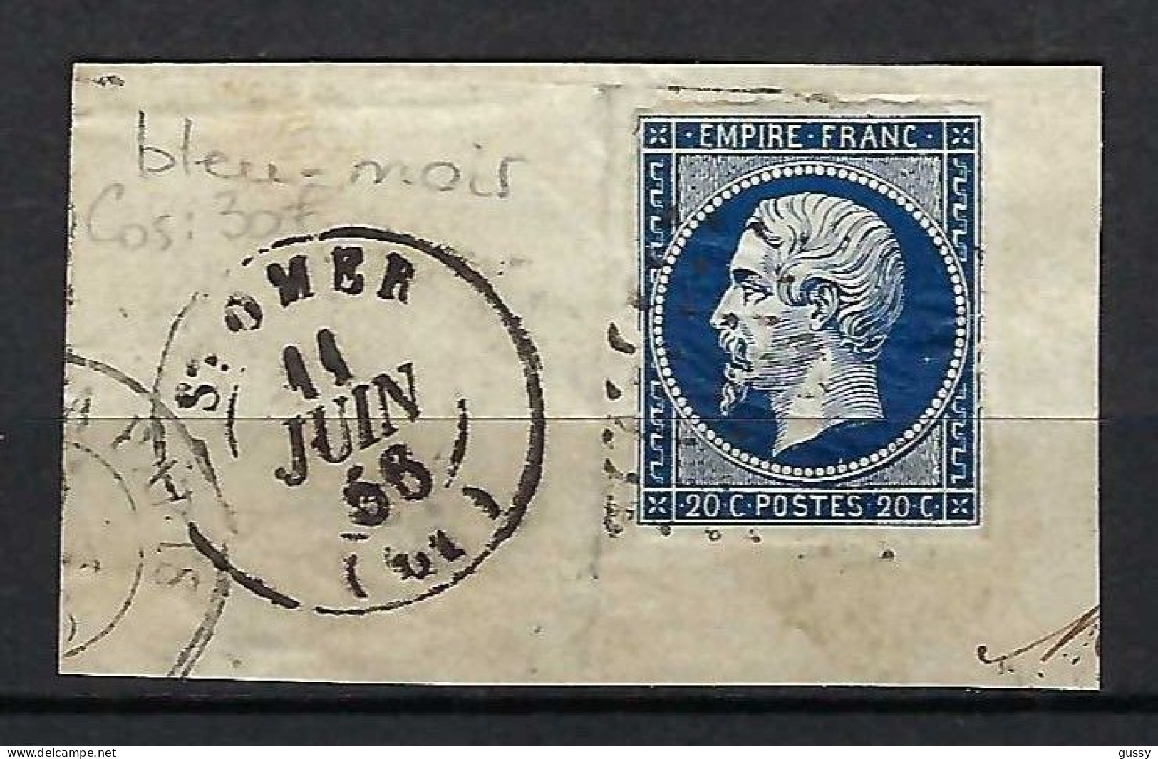 FRANCE Classique, B Obl. PC Des Villes Sur TP Isolés: PC 3222 (St Omer,1) Sur Y&T 13Ab Sur Fragment Avec CAD - 1853-1860 Napoléon III