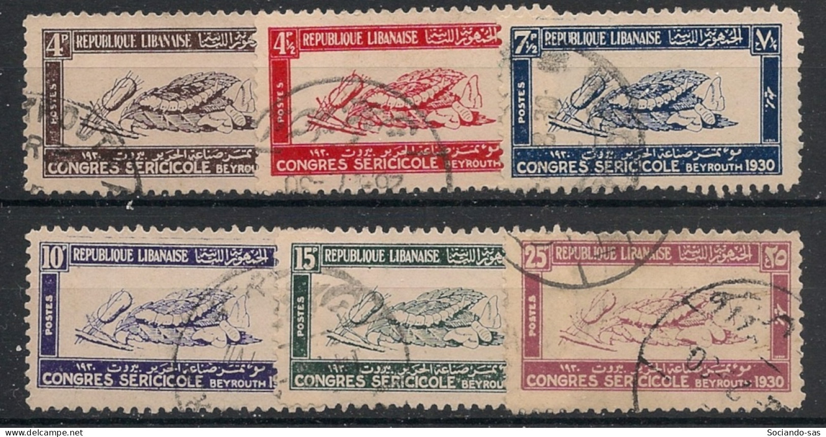 GRAND LIBAN - 1930 - N°YT. 122 à 127 - Vers à Soie - Série Complète - Oblitéré / Used - Usati