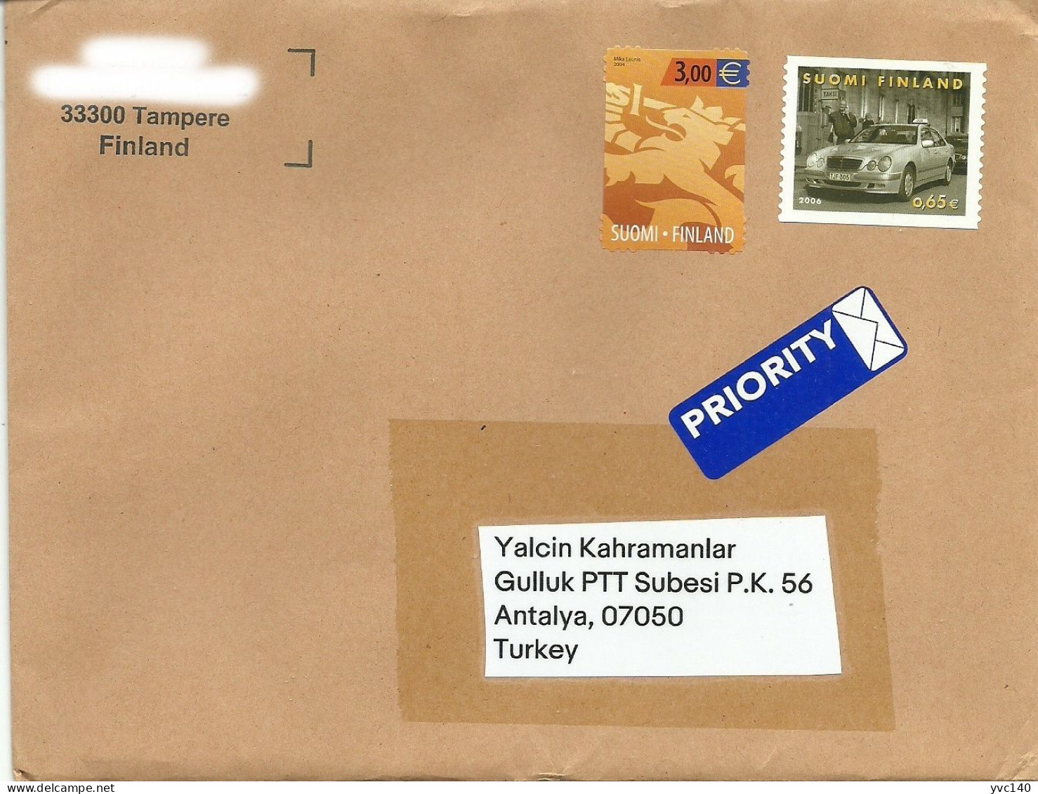 Finland; Cover Sent Turkey - Covers & Documents