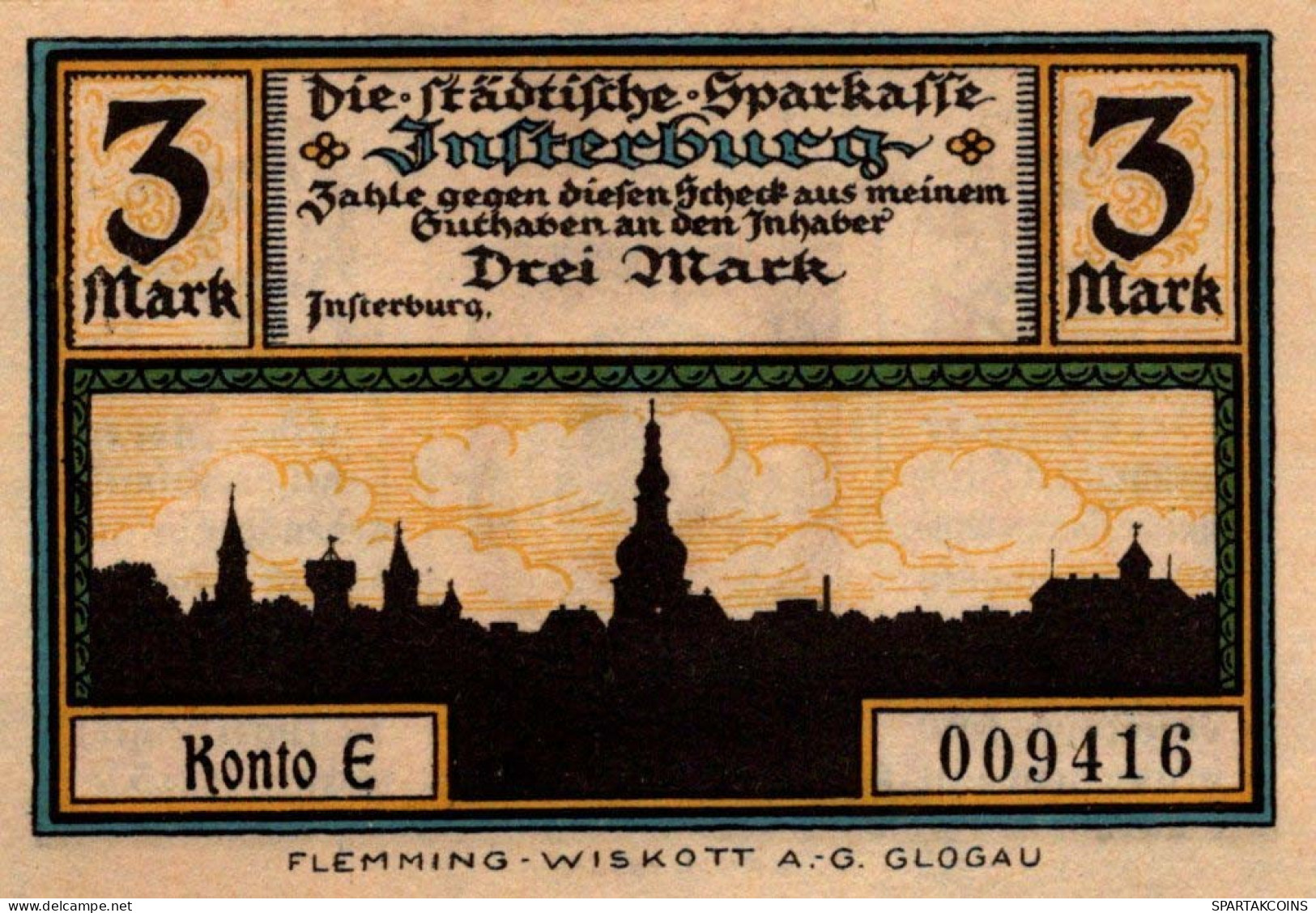 3 MARK 1914-1924 Stadt INSTERBURG East PRUSSLAND UNC DEUTSCHLAND Notgeld #PD118 - Lokale Ausgaben