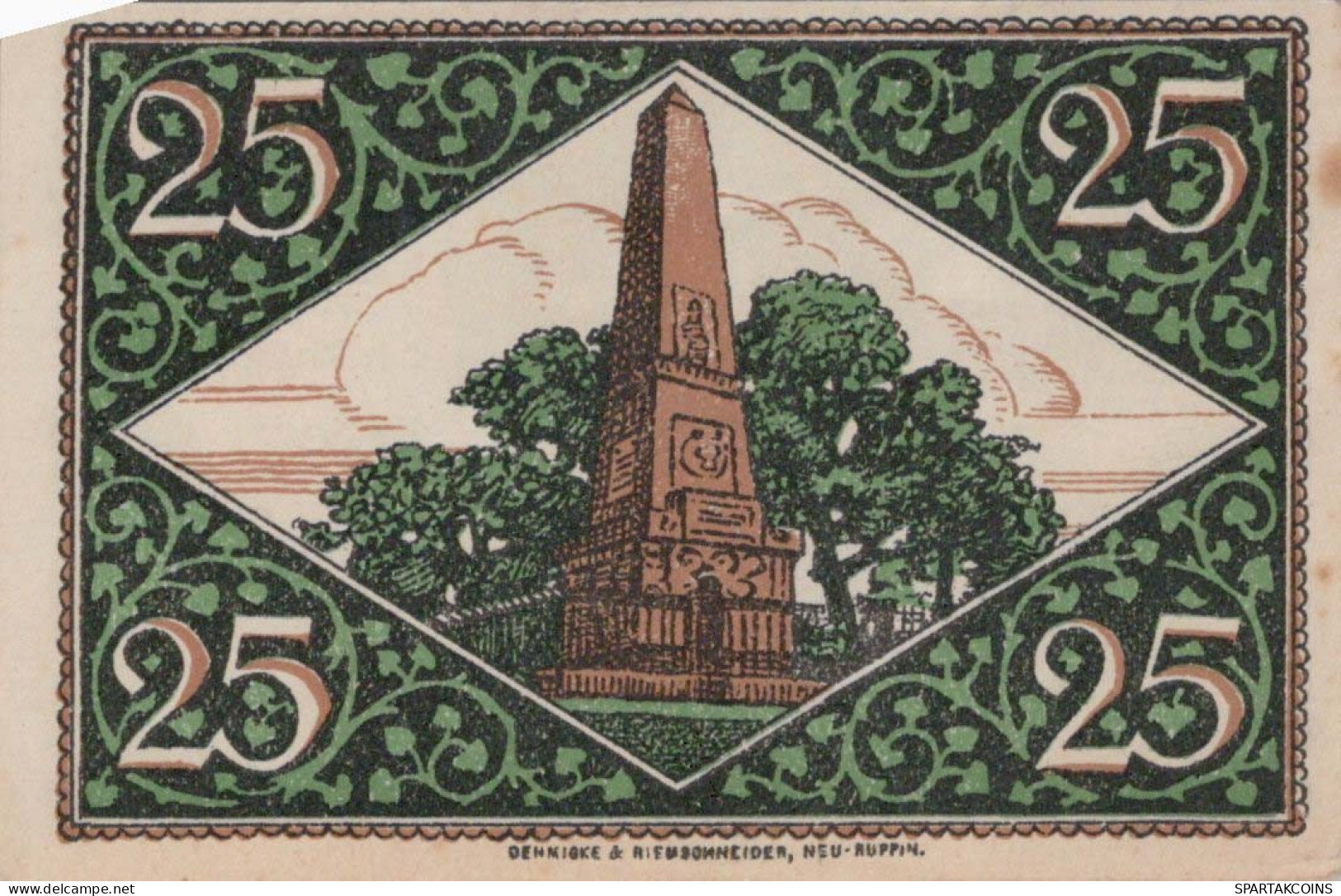 25 PFENNIG Stadt RHEINSBERG Brandenburg UNC DEUTSCHLAND Notgeld Banknote #PI937 - [11] Emissioni Locali
