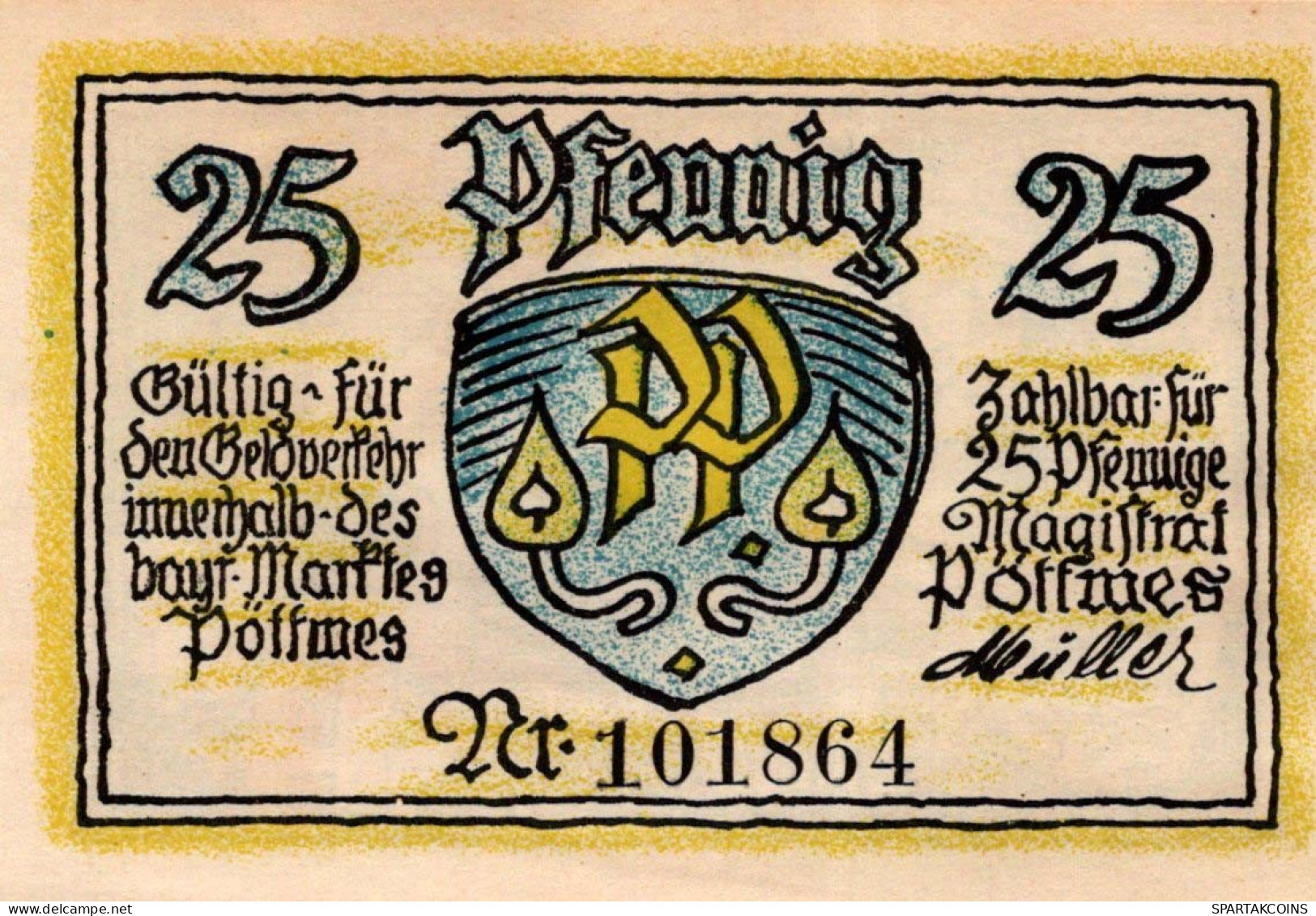 25 PFENNIG Stadt POTTMES Bavaria UNC DEUTSCHLAND Notgeld Banknote #PI900 - [11] Emissioni Locali