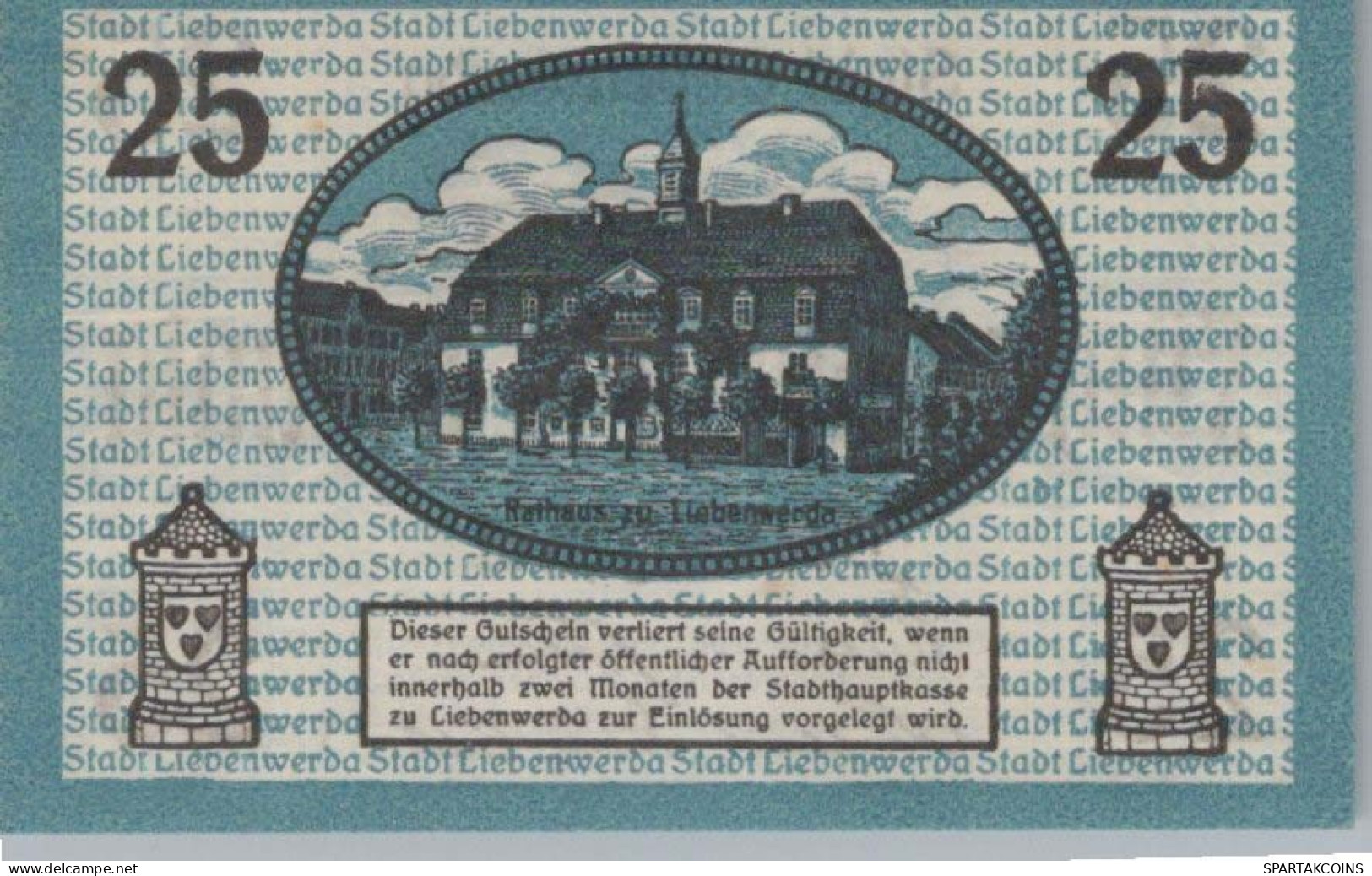 25 PFENNIG Stadt LIEBENWERDA Saxony UNC DEUTSCHLAND Notgeld Banknote #PI717 - [11] Lokale Uitgaven