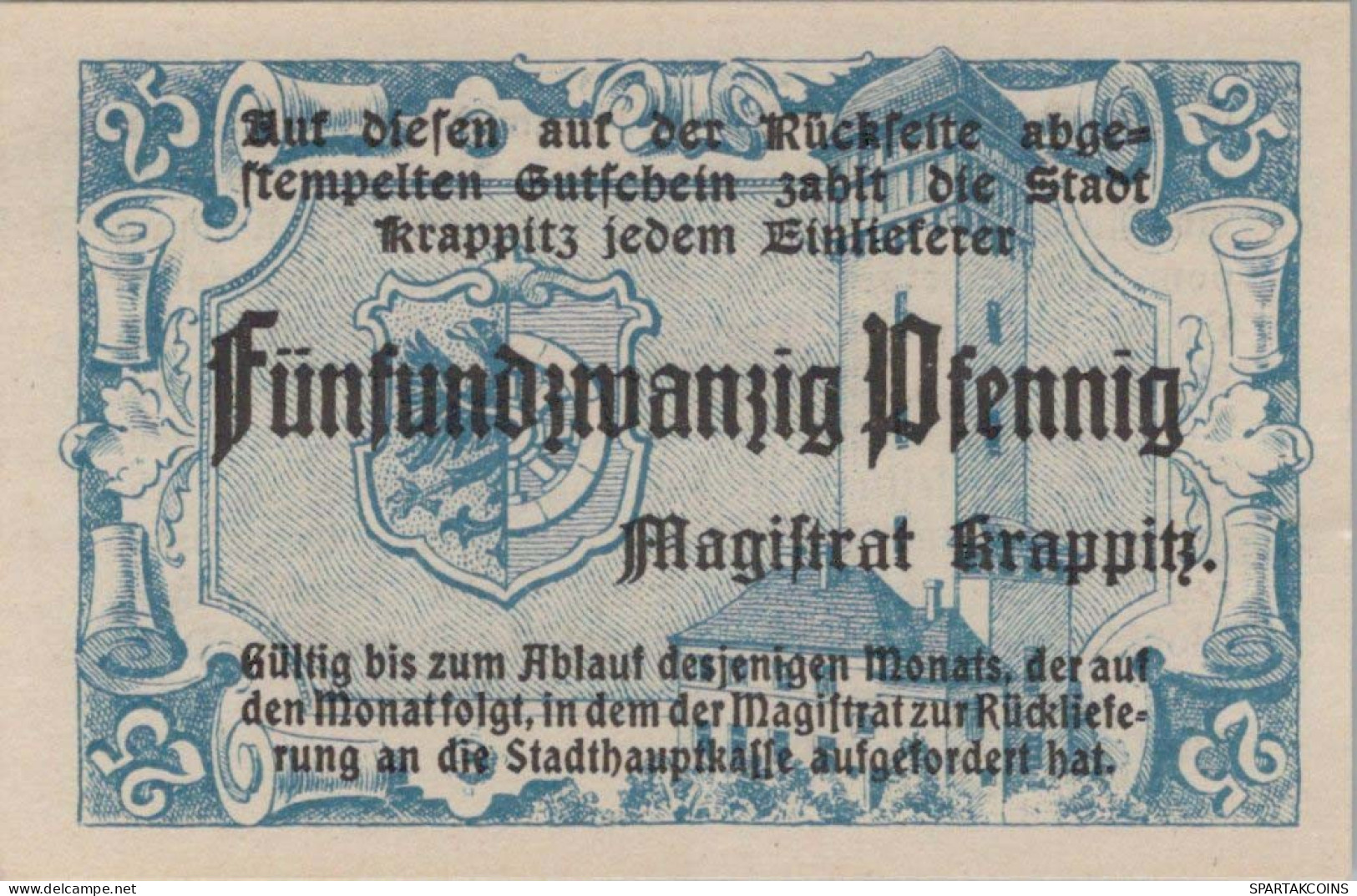 25 PFENNIG Stadt KRAPPITZ Oberen Silesia UNC DEUTSCHLAND Notgeld Banknote #PI738 - Lokale Ausgaben