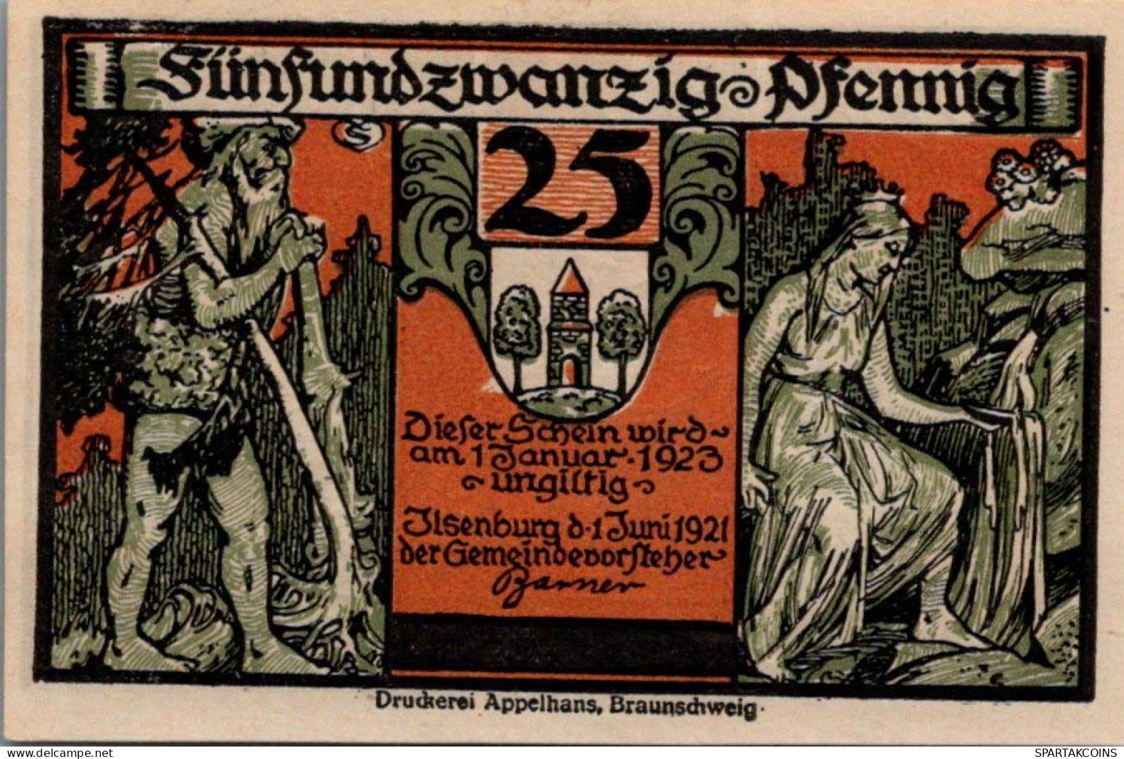 25 PFENNIG 1923 Stadt ILSENBURG Saxony DEUTSCHLAND Notgeld Banknote #PG310 - Lokale Ausgaben