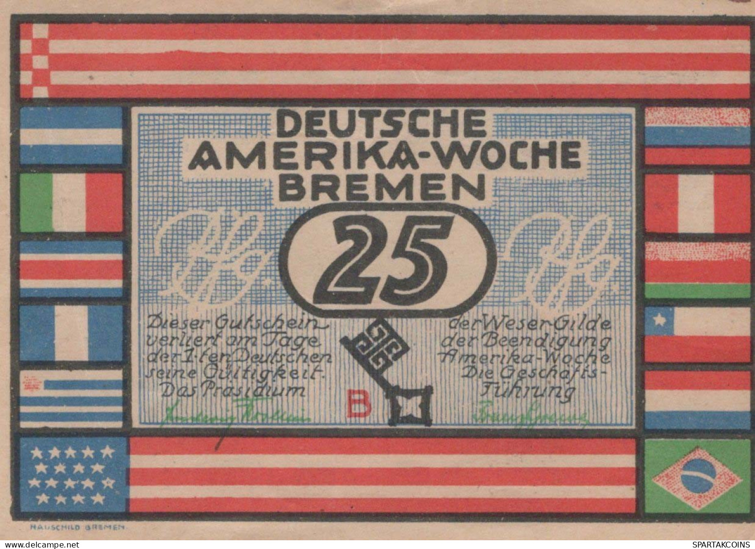 25 PFENNIG 1923 Stadt BREMEN Bremen UNC DEUTSCHLAND Notgeld Banknote #PH147 - [11] Emissions Locales