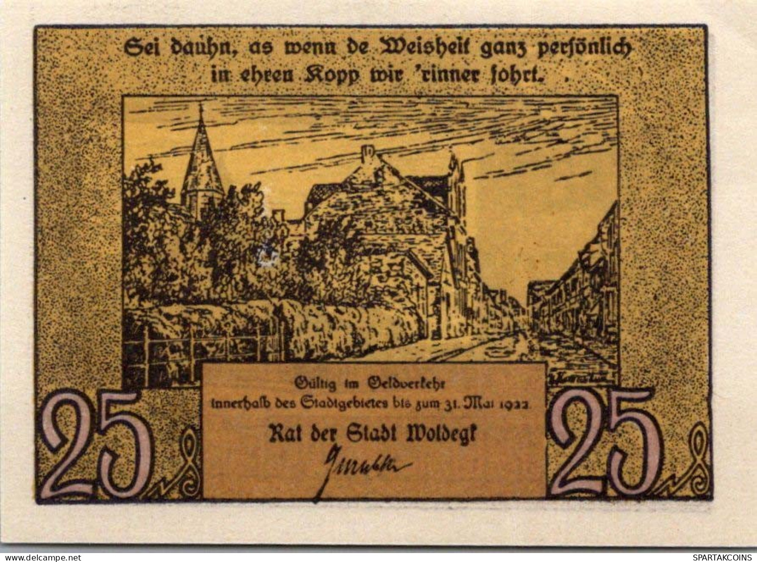 25 PFENNIG 1922 Stadt WOLDEGK Mecklenburg-Strelitz UNC DEUTSCHLAND #PI687 - [11] Lokale Uitgaven