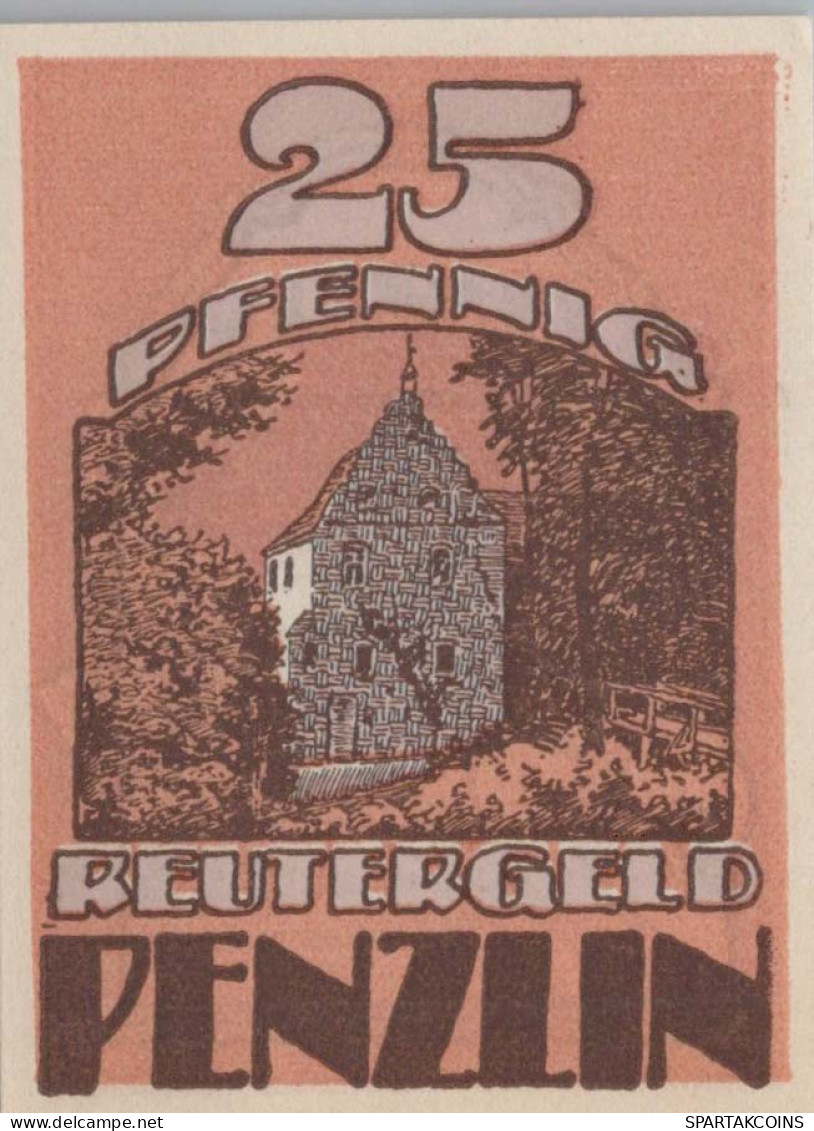 25 PFENNIG 1922 Stadt PENZLIN Mecklenburg-Schwerin DEUTSCHLAND Notgeld #PJ139 - [11] Emissions Locales