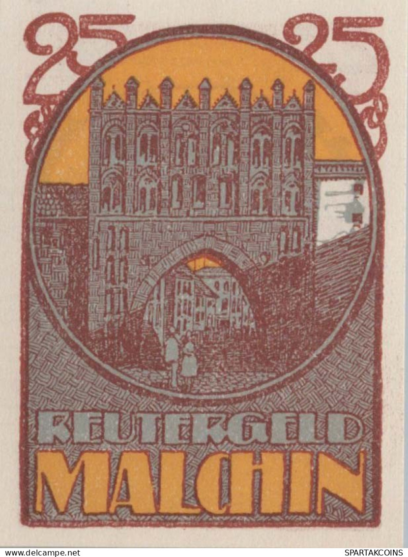 25 PFENNIG 1922 Stadt MALCHIN Mecklenburg-Schwerin DEUTSCHLAND Notgeld #PJ124 - [11] Emissions Locales