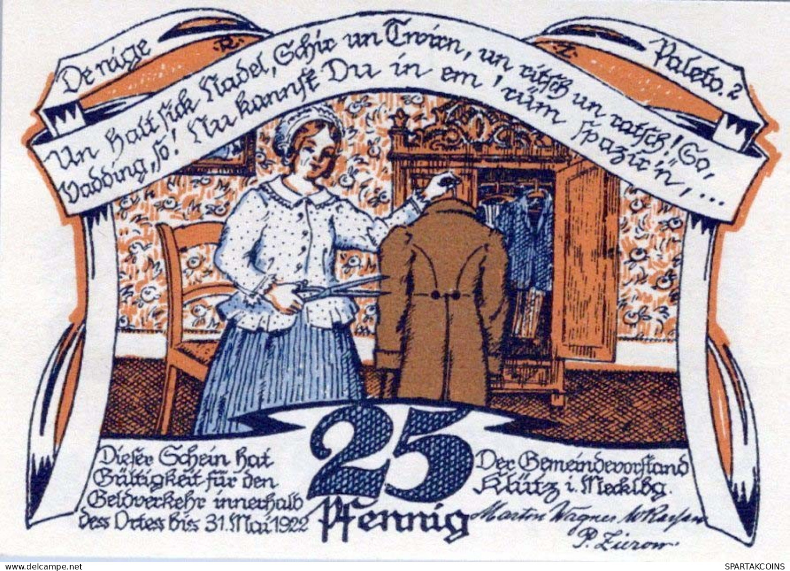 25 PFENNIG 1922 Stadt KLÜTZ Mecklenburg-Schwerin UNC DEUTSCHLAND Notgeld #PI644 - [11] Emissions Locales