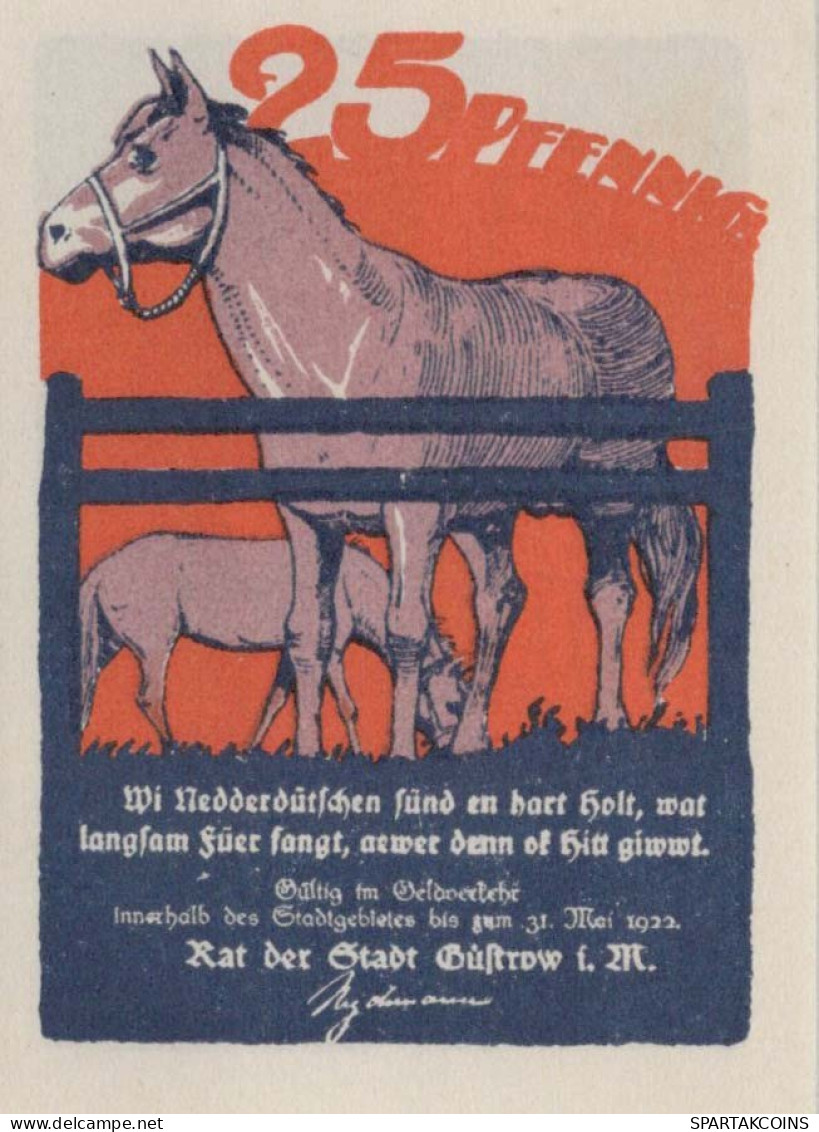 25 PFENNIG 1922 Stadt GÜSTROW Mecklenburg-Schwerin UNC DEUTSCHLAND #PI954 - Lokale Ausgaben