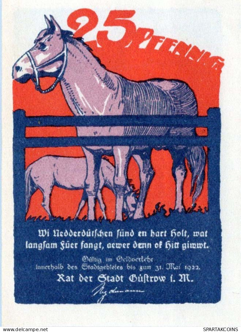 25 PFENNIG 1922 Stadt GÜSTROW Mecklenburg-Schwerin UNC DEUTSCHLAND #PI564 - [11] Local Banknote Issues