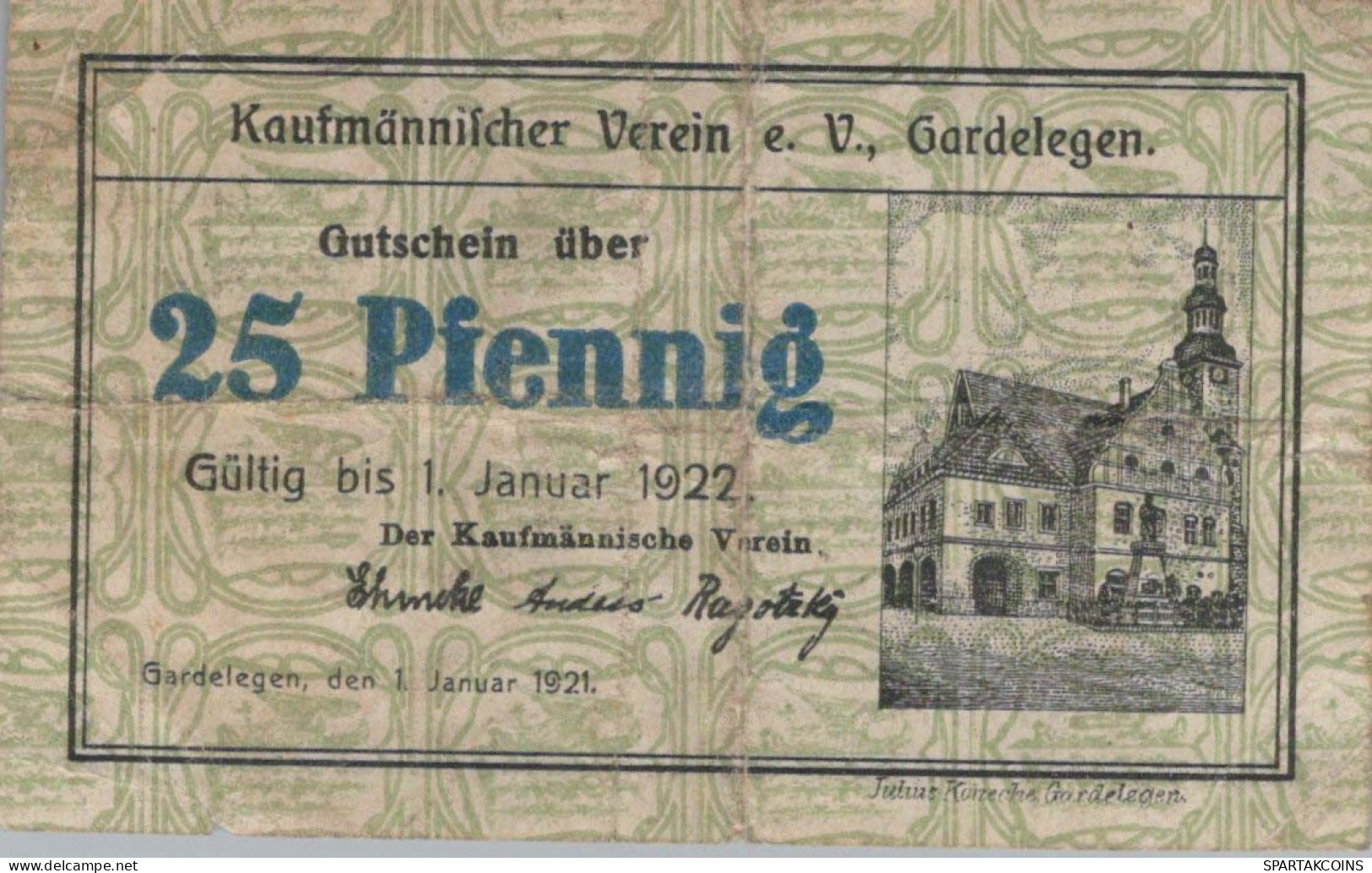 25 PFENNIG 1922 Stadt GARDELEGEN Saxony DEUTSCHLAND Notgeld Banknote #PG453 - [11] Emissions Locales
