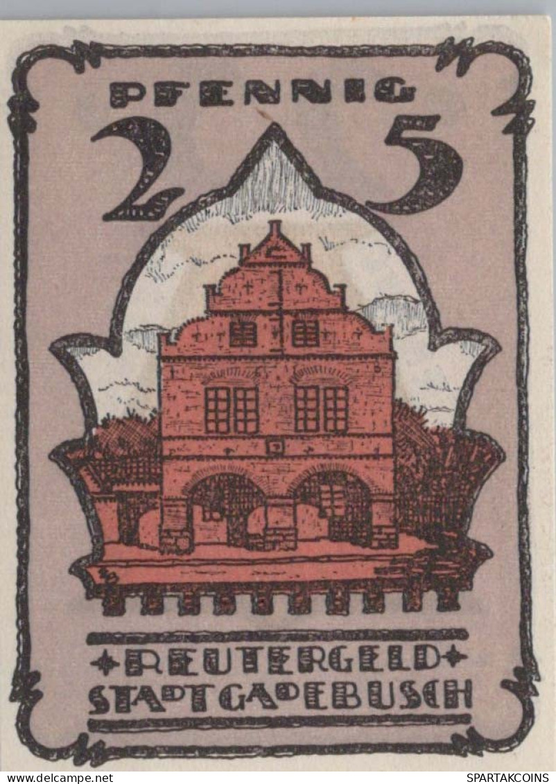 25 PFENNIG 1922 Stadt GADEBUSCH Mecklenburg-Schwerin UNC DEUTSCHLAND #PI582 - [11] Local Banknote Issues