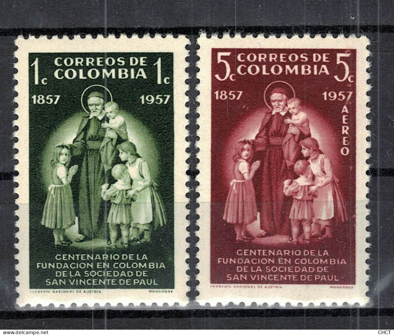CHCT85 - Saint Vindent De Paul Centenary Commemoration, Complete Series, MH, 1957, Colombia - Colombia