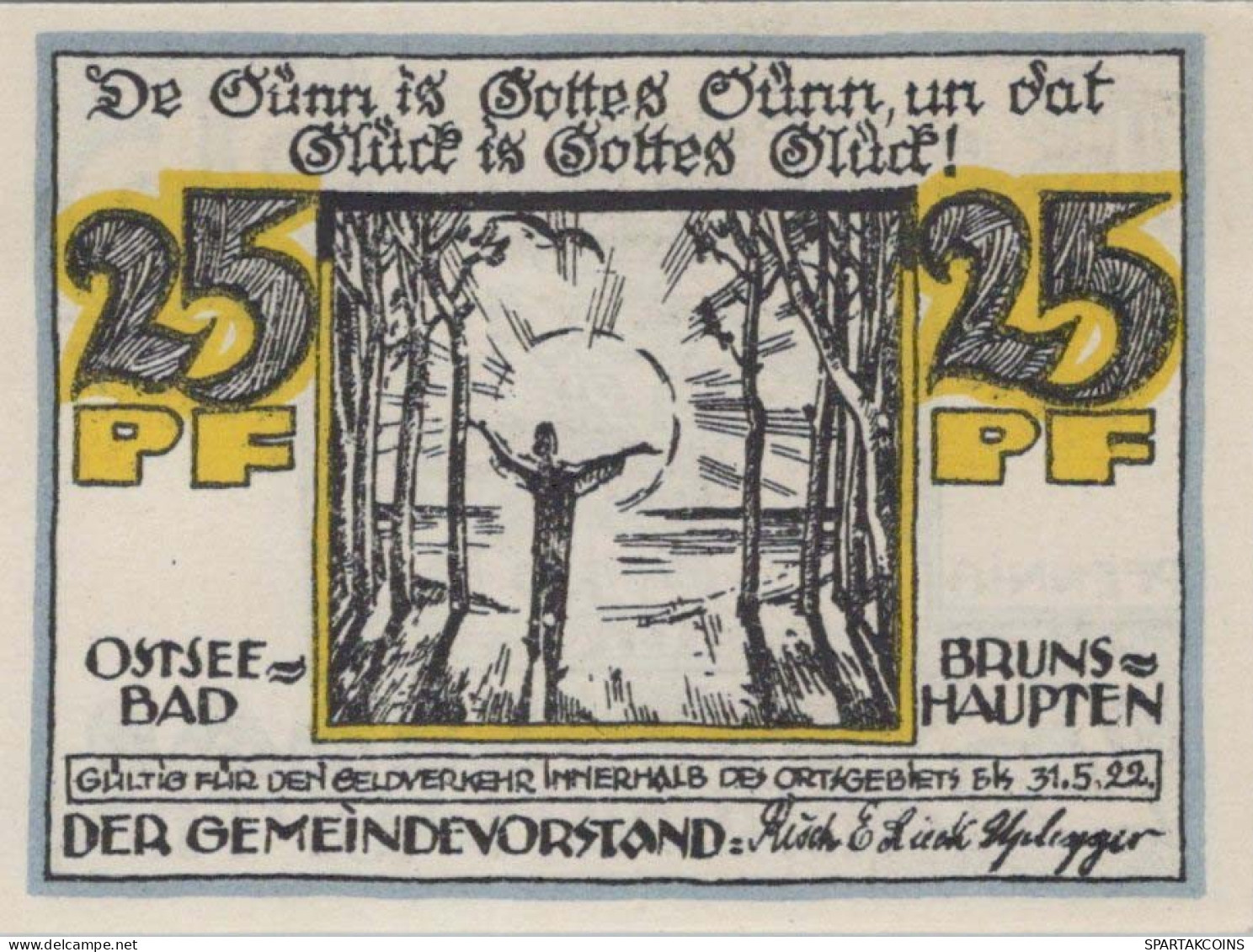 25 PFENNIG 1922 Stadt EMDEN Hanover UNC DEUTSCHLAND Notgeld Banknote #PI540 - [11] Local Banknote Issues