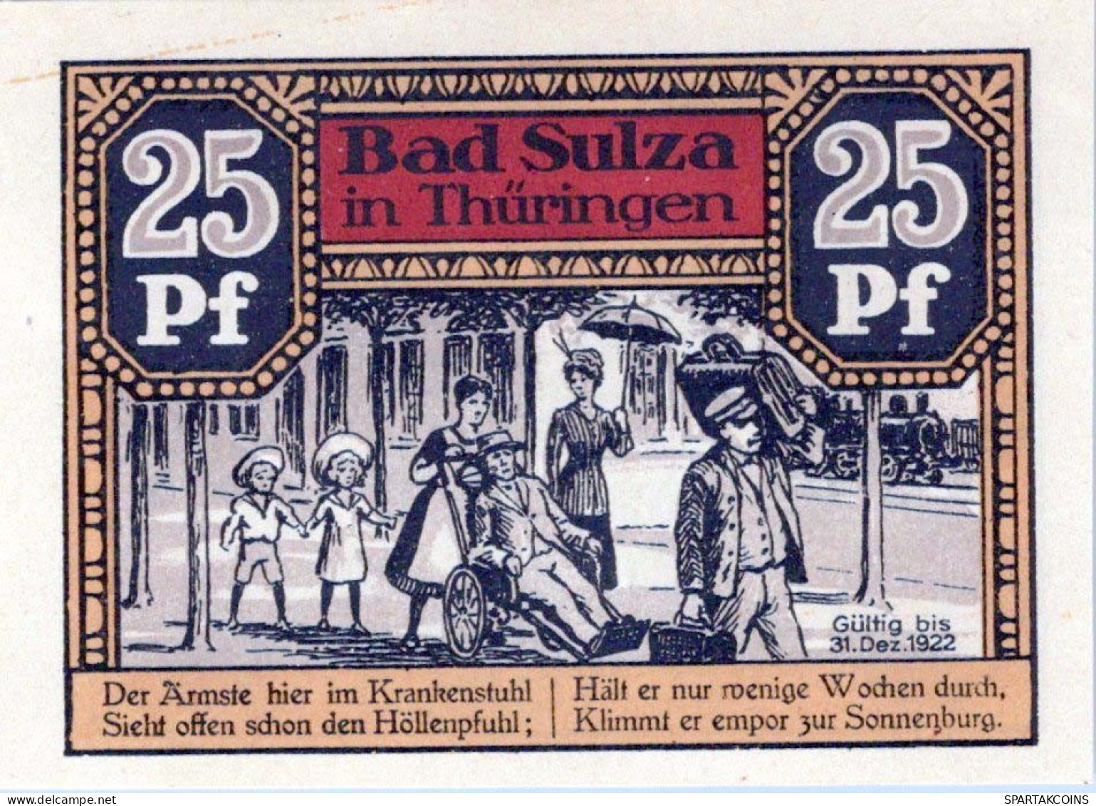 25 PFENNIG 1922 Stadt BAD SULZA Thuringia UNC DEUTSCHLAND Notgeld #PI040 - Lokale Ausgaben