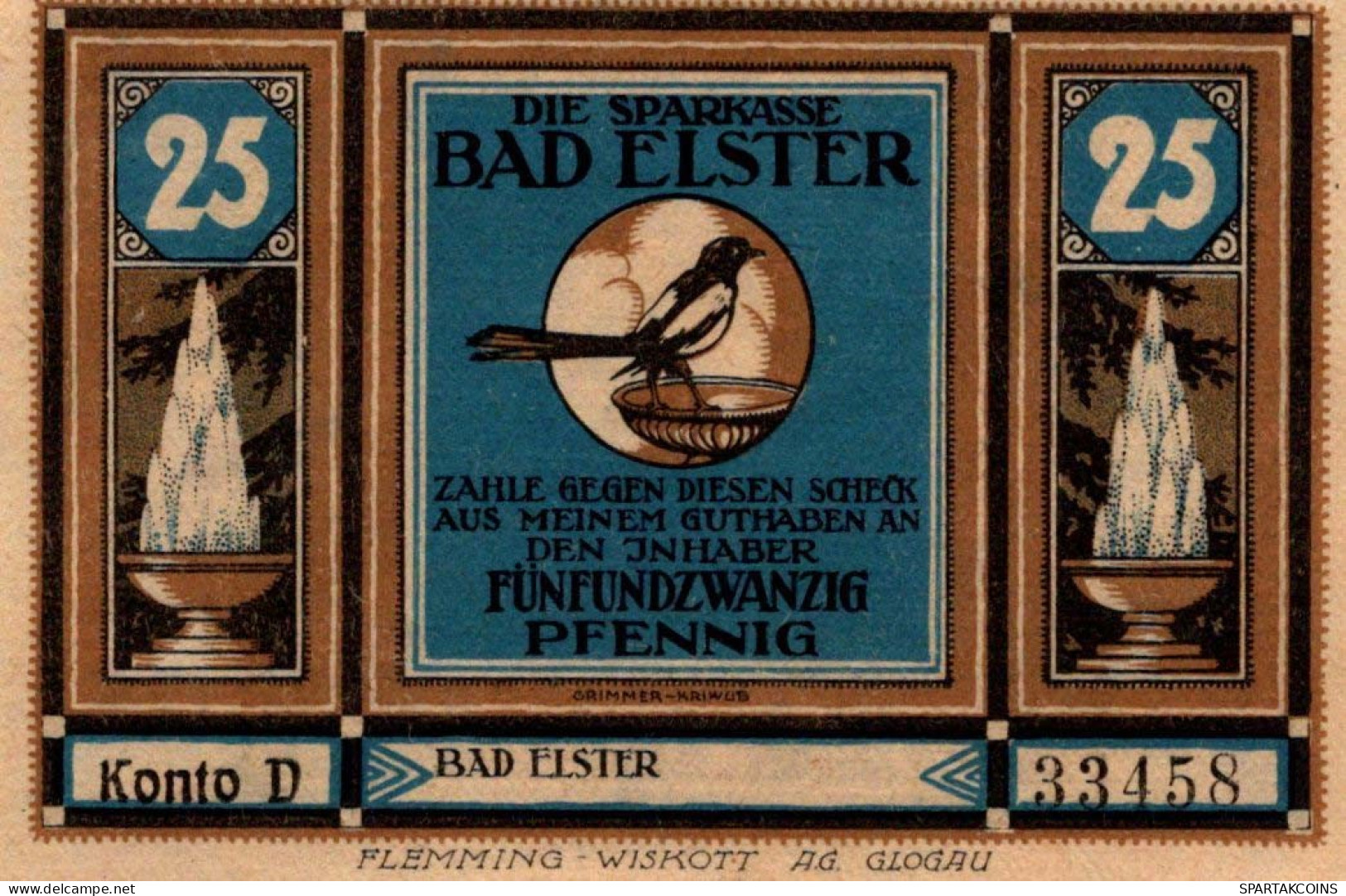 25 PFENNIG 1922 Stadt BAD ELSTER Saxony UNC DEUTSCHLAND Notgeld Banknote #PC939 - [11] Local Banknote Issues