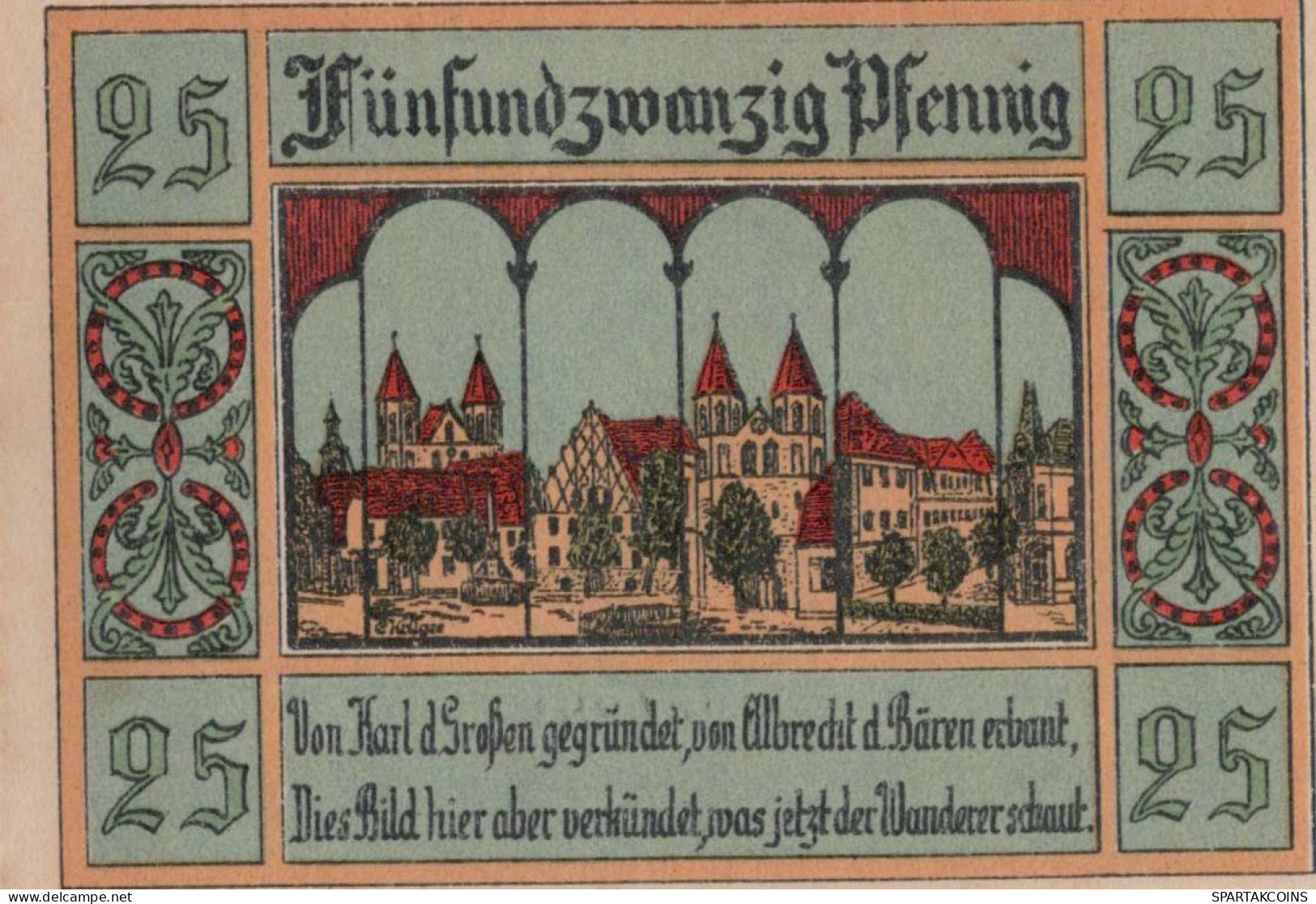 25 PFENNIG 1922 Stadt AKEN Saxony UNC DEUTSCHLAND Notgeld Banknote #PA009 - [11] Emissions Locales