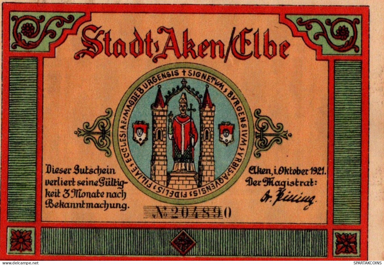 25 PFENNIG 1922 Stadt AKEN Saxony UNC DEUTSCHLAND Notgeld Banknote #PA009 - [11] Emissions Locales