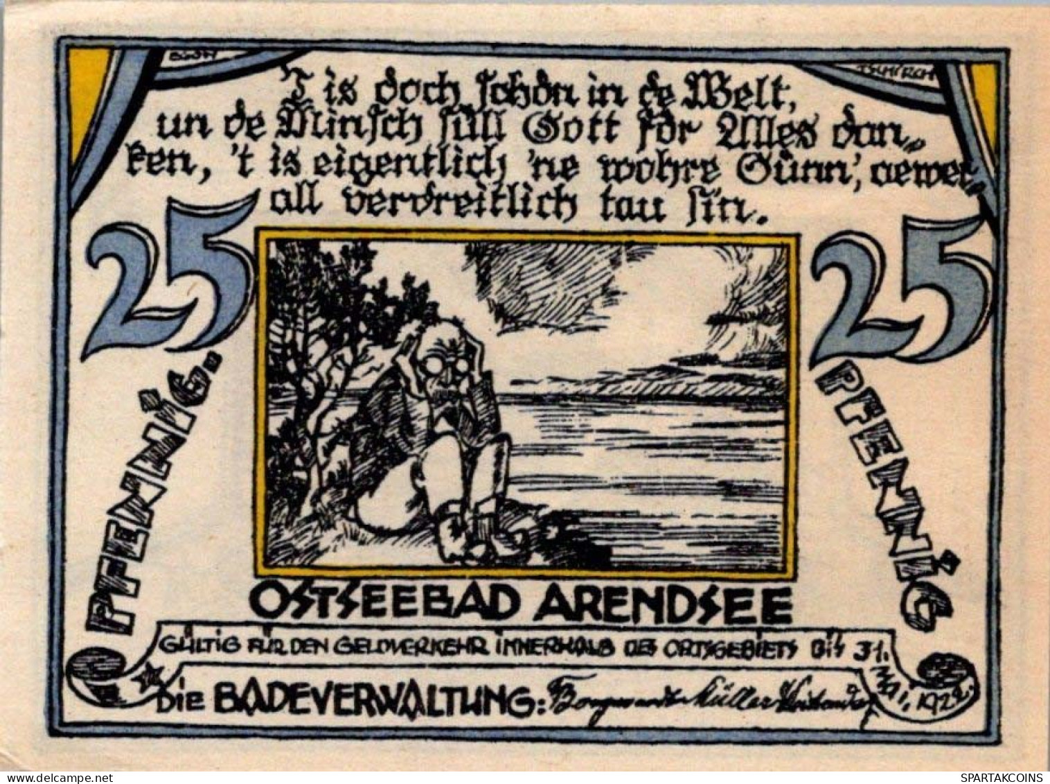 25 PFENNIG 1922 ARENDSEE AN DER OSTSEE Mecklenburg-Schwerin UNC DEUTSCHLAND #PA079 - [11] Emissions Locales