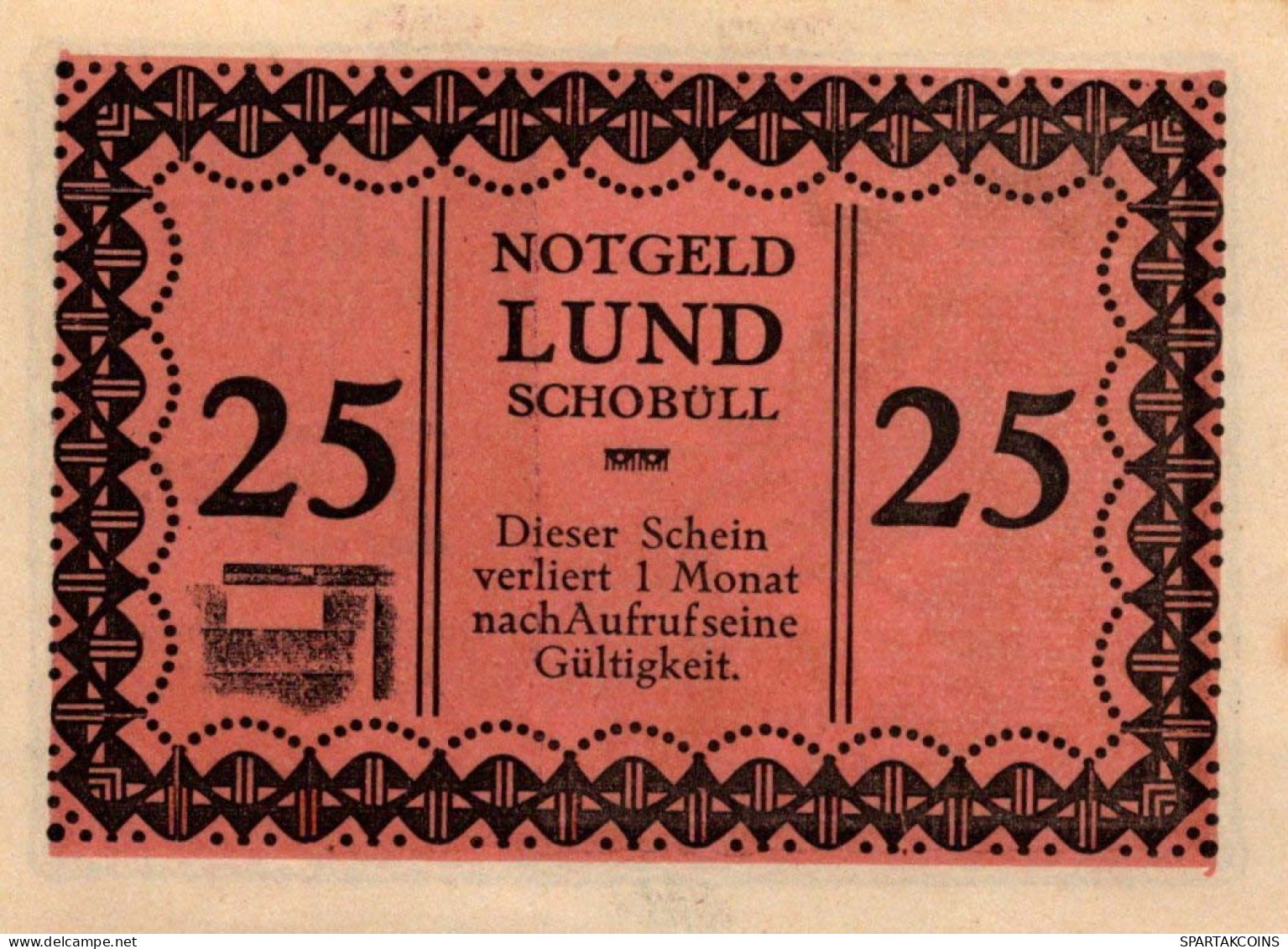 25 PFENNIG 1921/22 LUND-SCHOBÜLL SCHLESWIG HOLSTEIN UNC DEUTSCHLAND #PC668 - [11] Emissions Locales